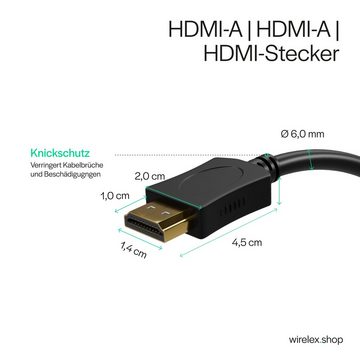 Kabelbude.eu HDMI A-Stecker auf HDMI A-Stecker OD6mm, vergoldet HDMI-Kabel, (150,00 cm)