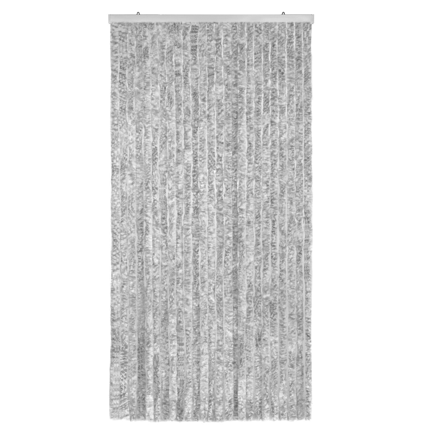 Moritz Türvorhang Flauschvorhang 100 x 230 cm grau weiß (1 St), Hakenaufhängung, Chenille Vorhänge Camping Türvorhang Wohnwagen Wohnmobil Zubehör – Bild 5 von 5