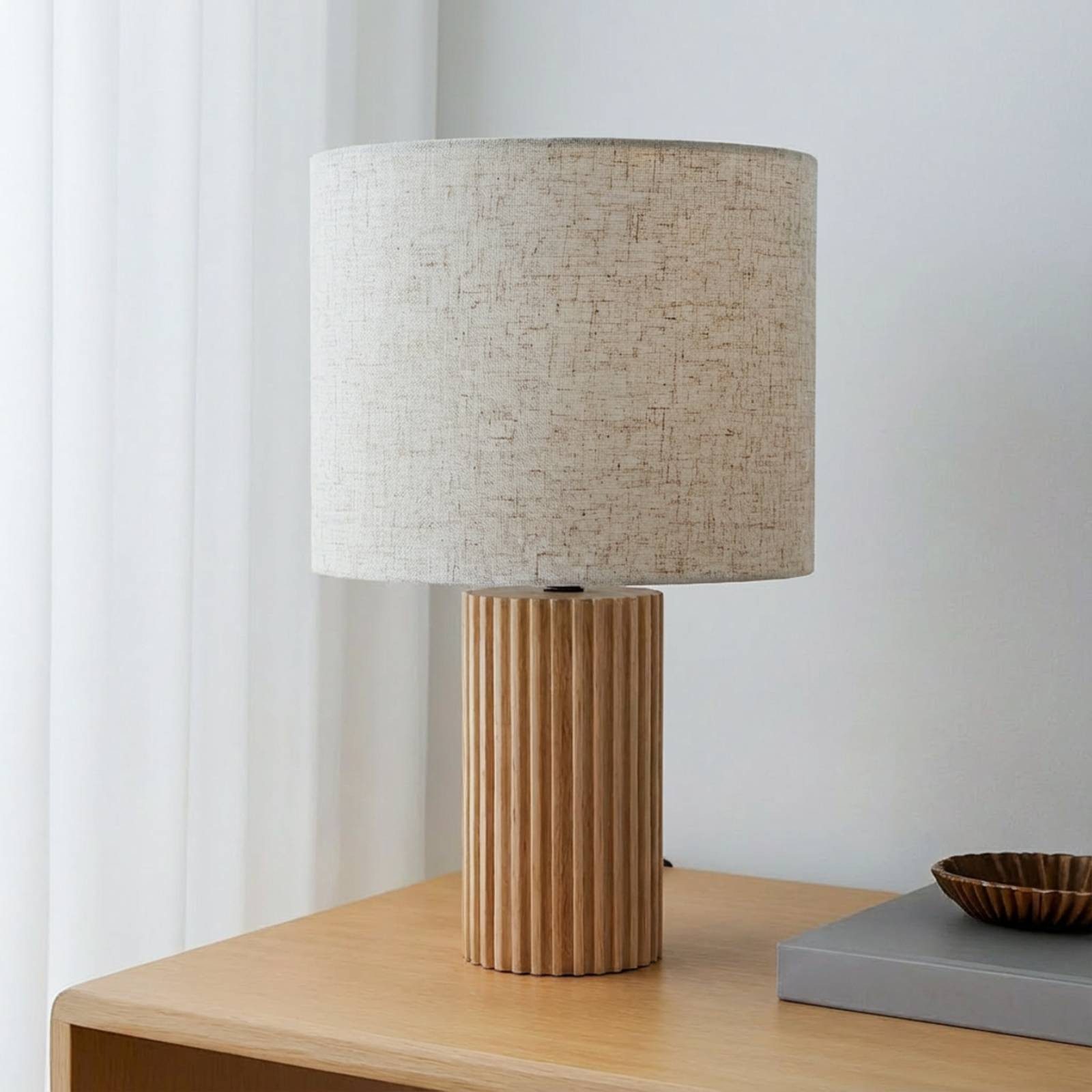Lindby Tischleuchte Kimiko, Holz IP20, 1 x 15 W LED