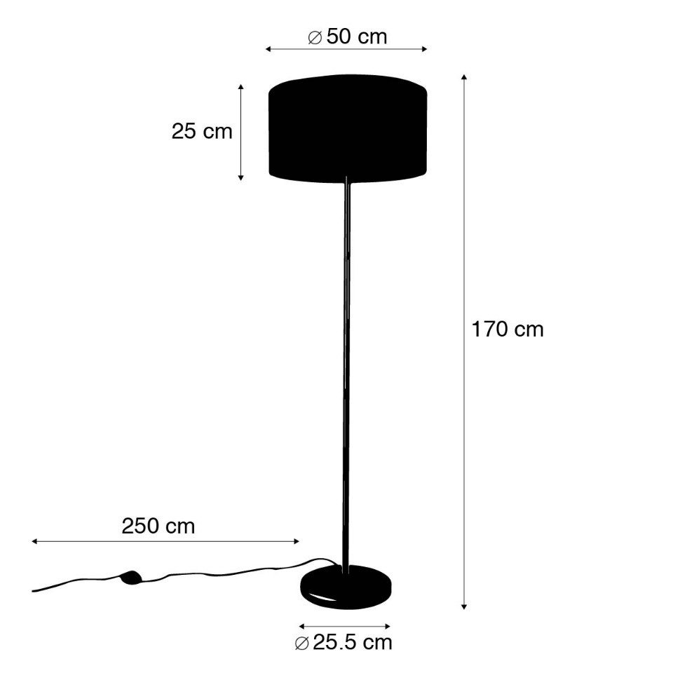 Qazqa Stehlampe Simplo stof, ohne Leuchtmittel, Warmweiß, QAZQA Stehlampe, e27, Gold, Stahl, Design