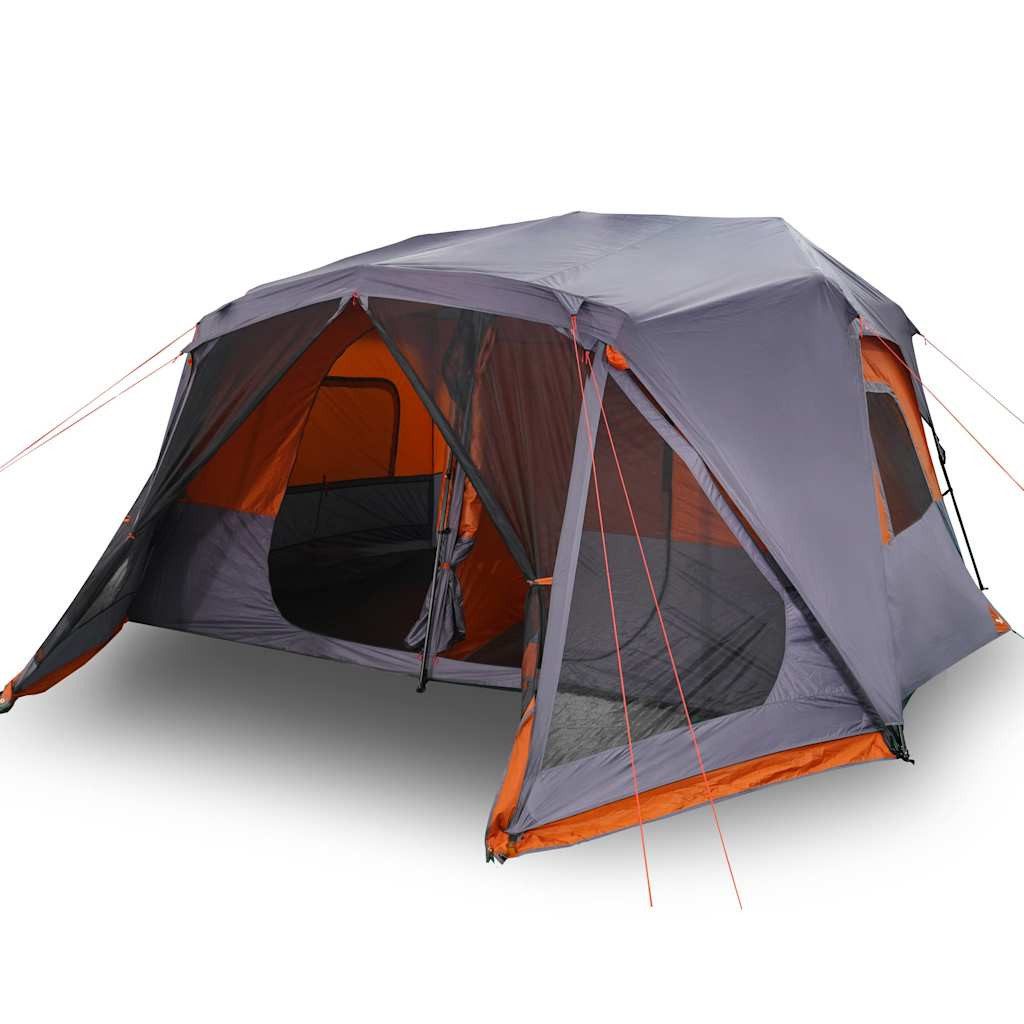 Kuppelzelt Familienzelt 10 Personen Grau Orange Quick Release Wasserdicht
