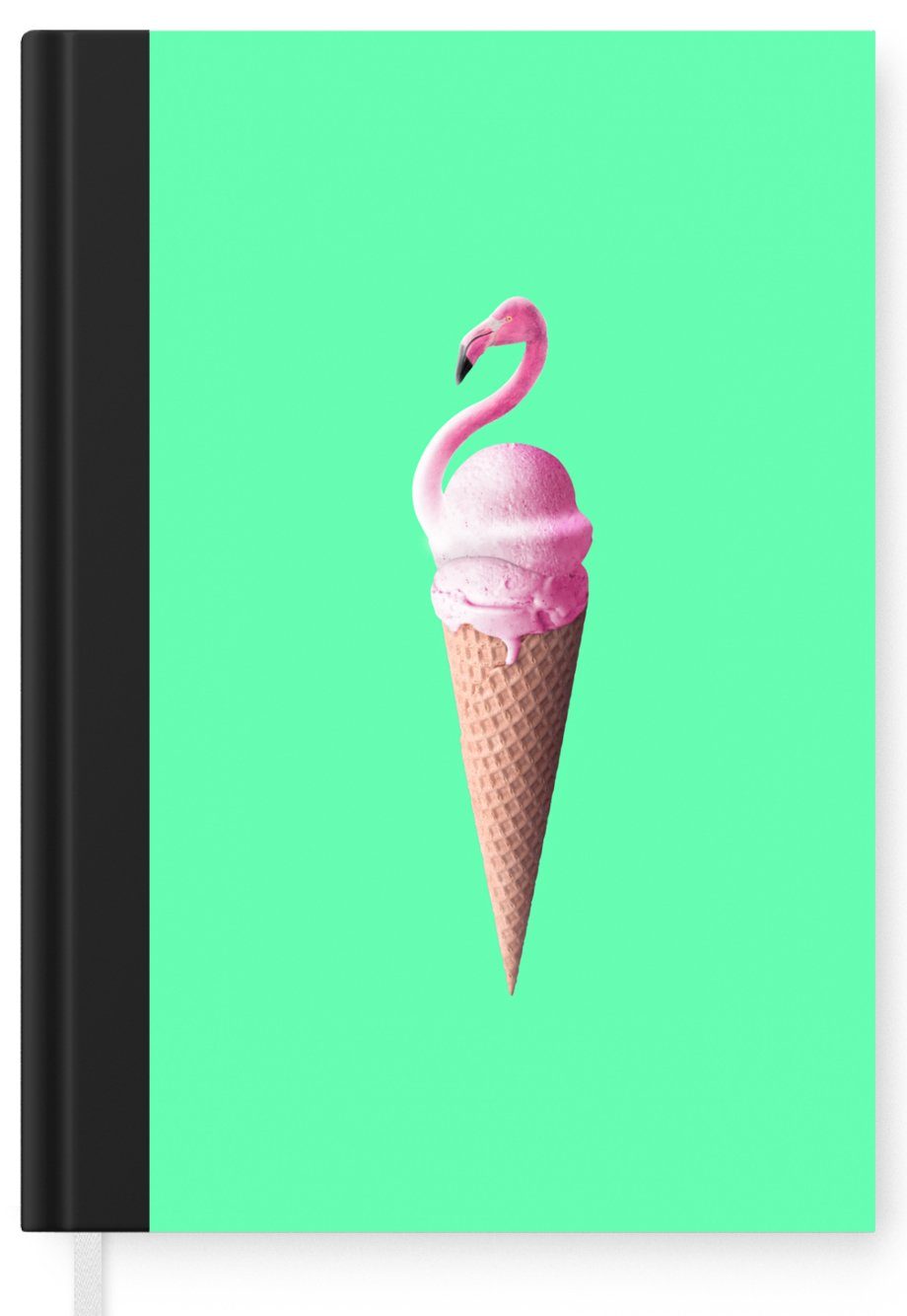 Eiscreme - A5, Flamingo - MuchoWow - Notizbuch Rosa Tagebuch, Merkzettel, Journal, - 98 Eistüten Grün, Haushaltsbuch Seiten, Notizheft,