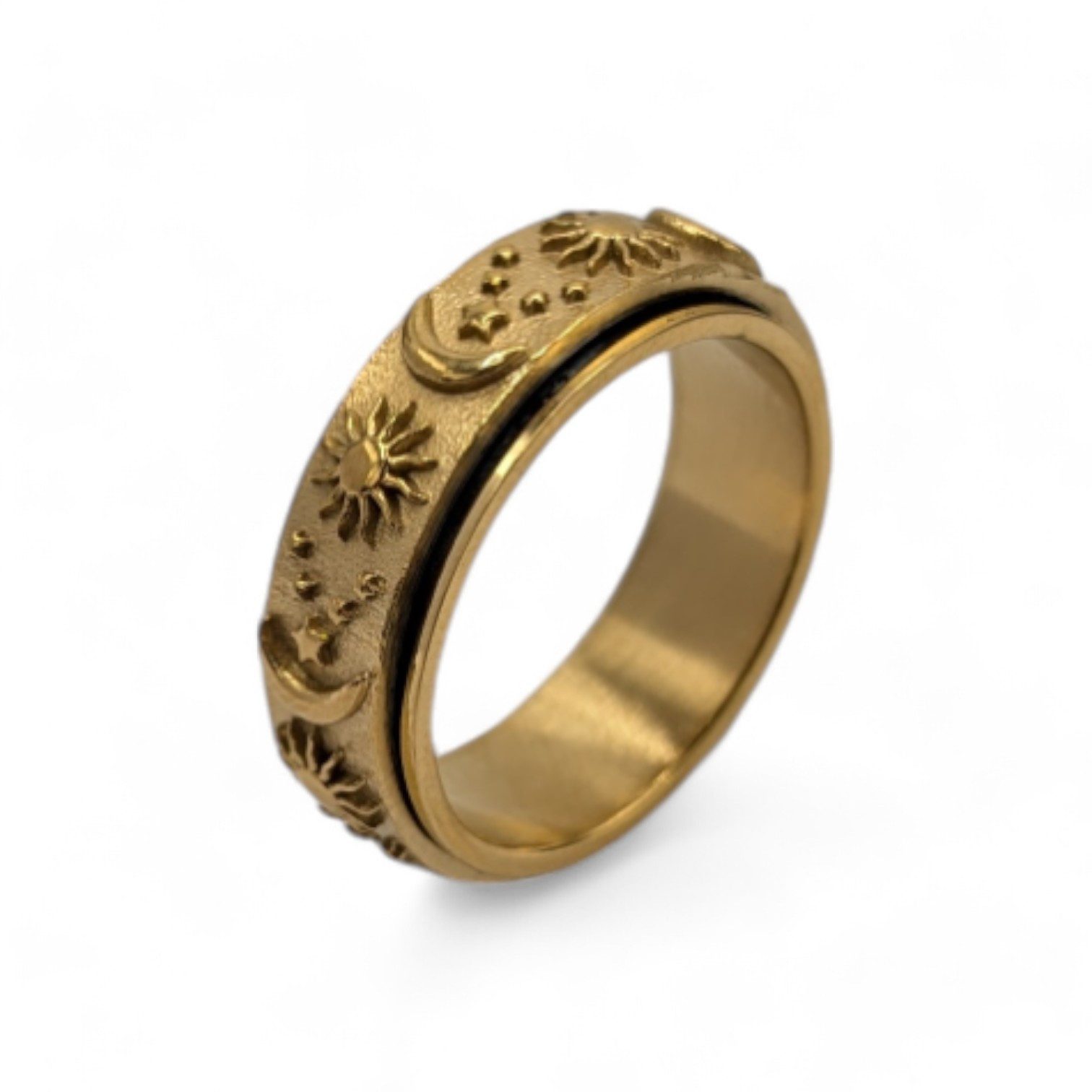 Eyecatcher Fingerring Drehbare Anti-Stress Ringe aus Edelstahl mit Sonne- u günstig online kaufen