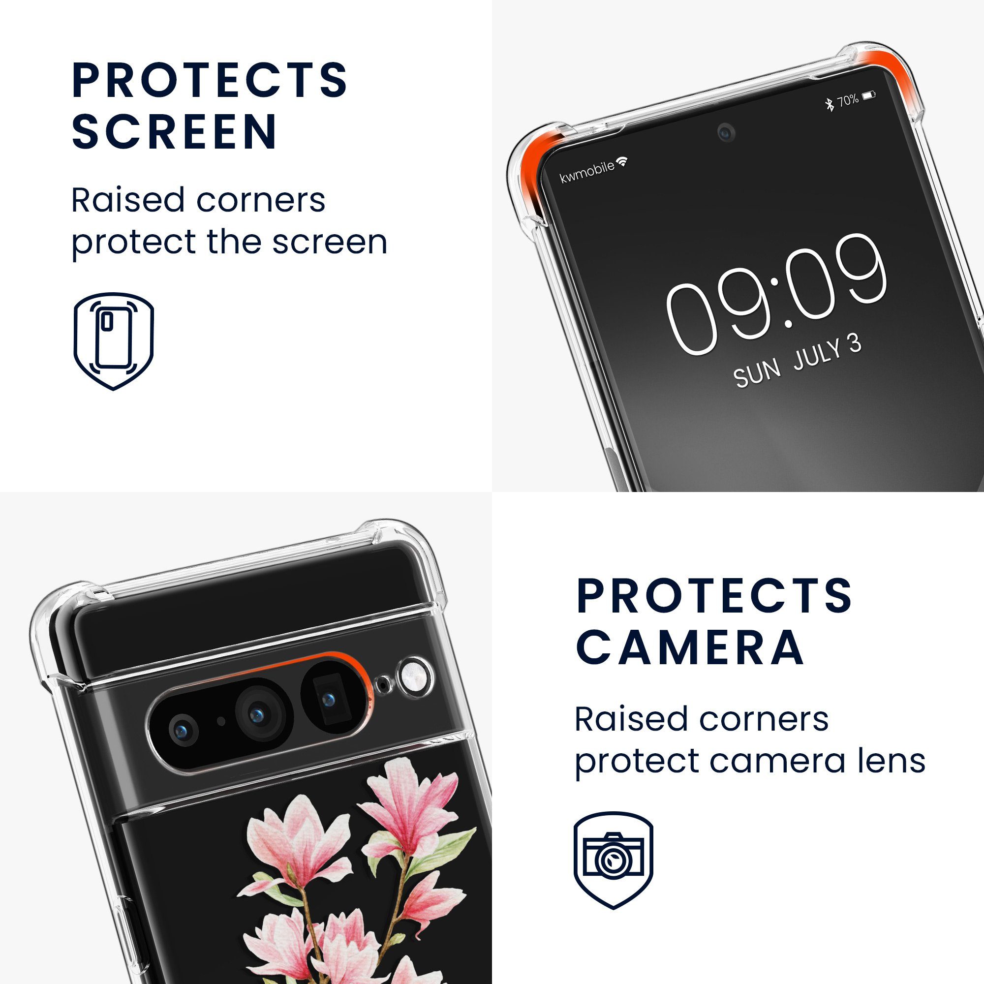kwmobile Handyhülle Hülle für Google Pixel 7 Pro, Silikon Handyhülle mit Kette - Handykette Handyband – Bild 3 von 5