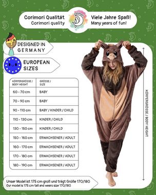 Corimori Partyanzug Flauschiges Wildschwein-Kostüm für Erwachsene mit Haarreif,  Karneval, Jumpsuit, Pyjama, Fasching, Kigurumi, Tierkostüme, Wildschwein "Gus"