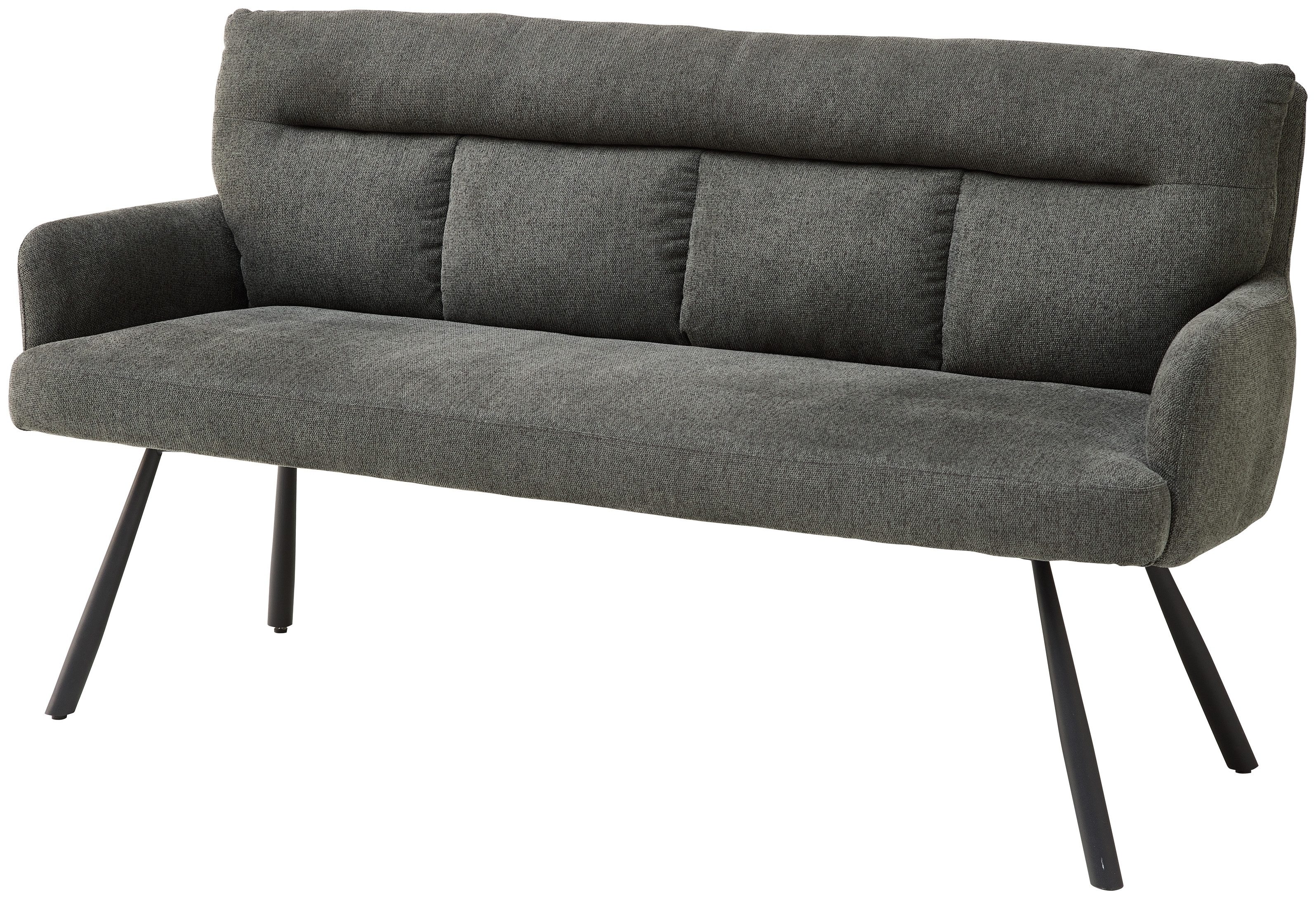 freiraum Polsterbank Sofia, Armlehnen, Federkern, grau / schwarz,Strukturstoff - 180x93x69 (BxHxT)