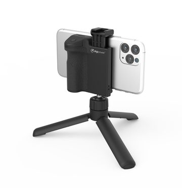 DigiPower Kameragriff mit Fernbedienung, Handyhalterung und Mini-Stativ Smartphone-Halterung