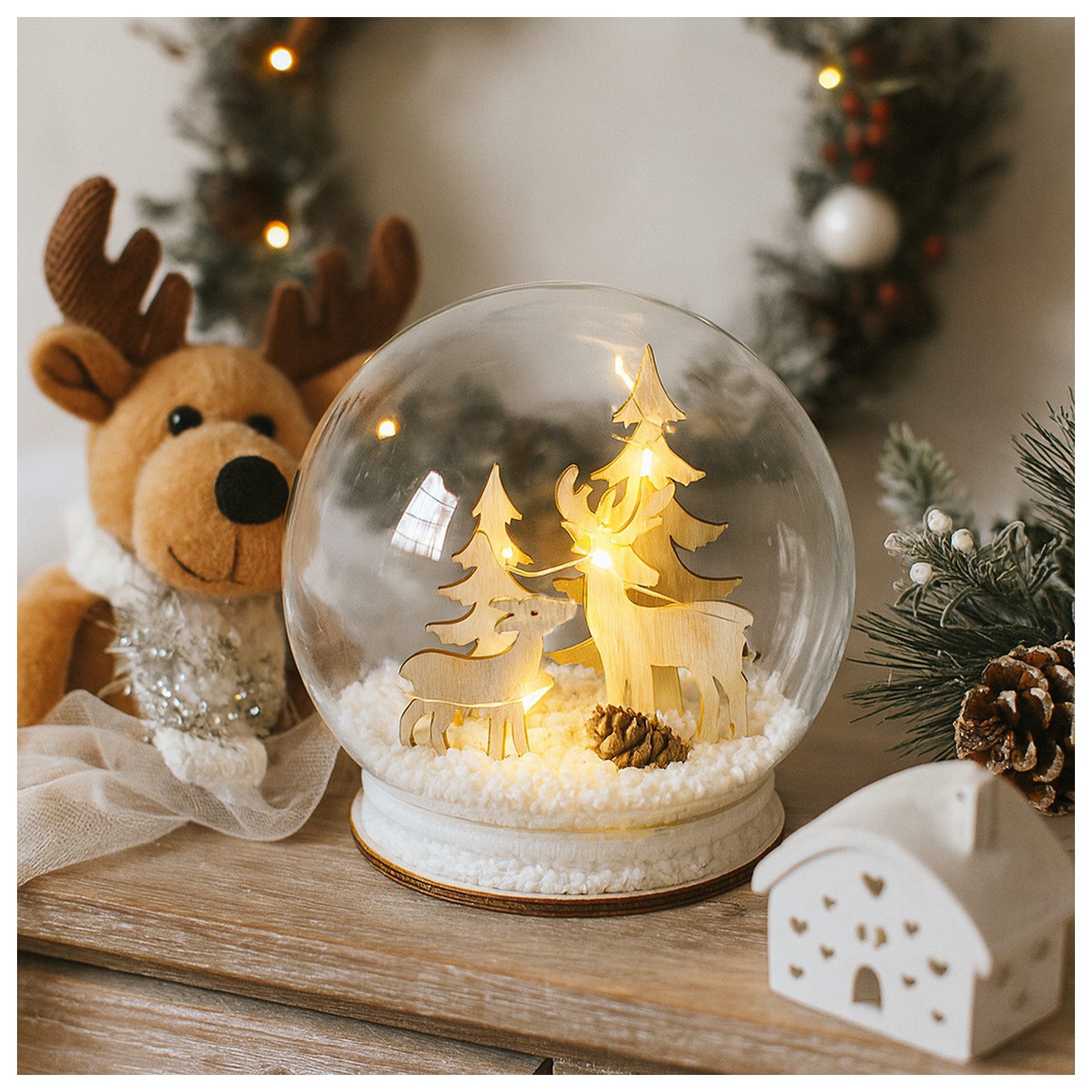 HTI-Living Schneekugel Beleuchtete Schneekugel mit Rehen (Stück, 1 St., 1 S günstig online kaufen
