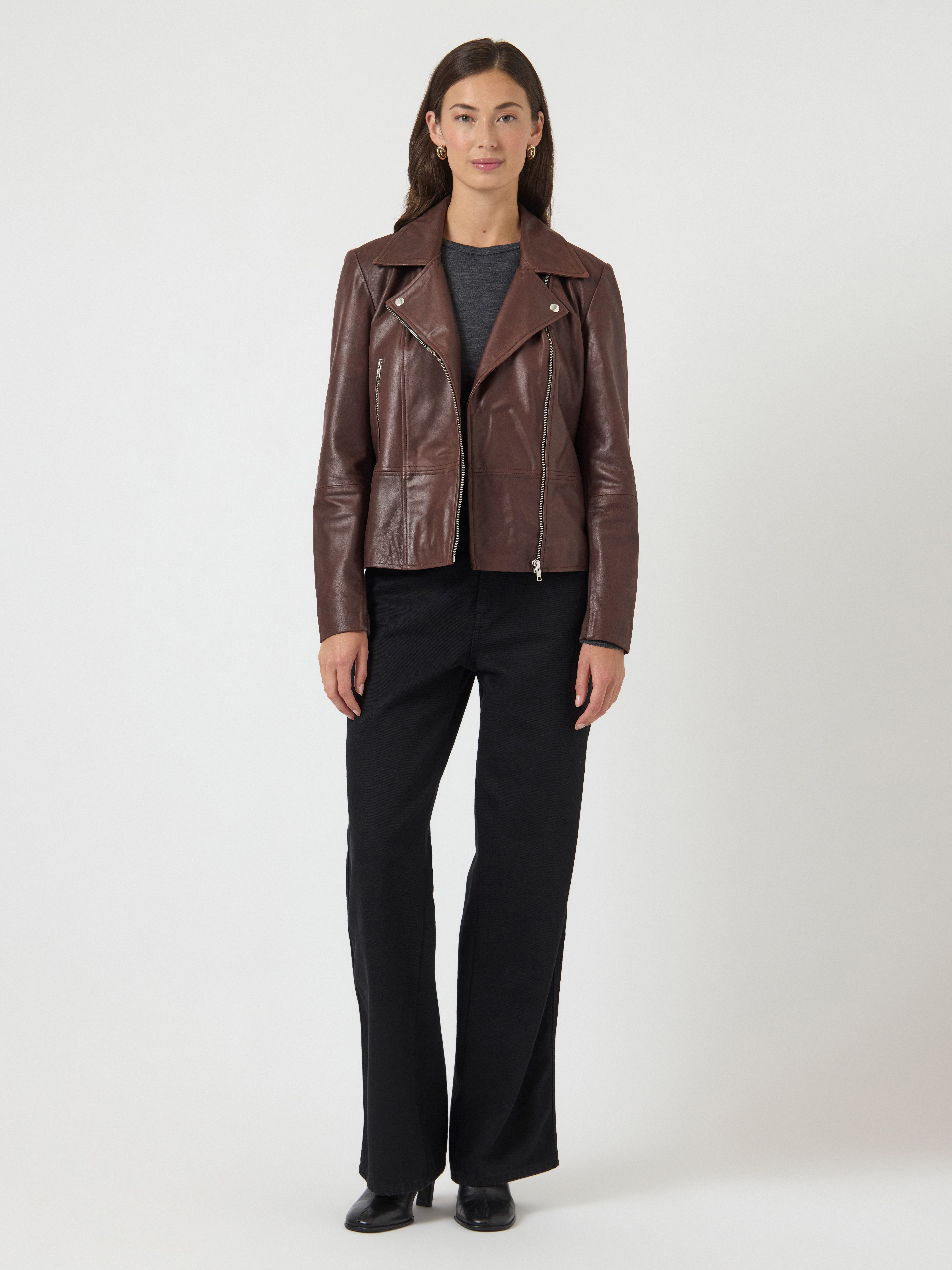 Y.A.S Lederjacke YASSOPHIE LEATHER JACKET mit Biker Details