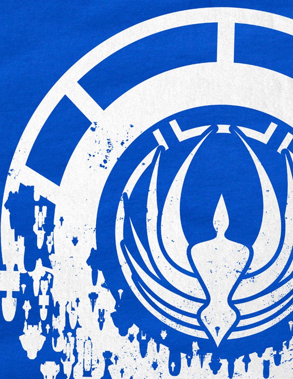 style3 Print-Shirt Herren T-Shirt Battlestar galactica blau raumschiff Übermacht