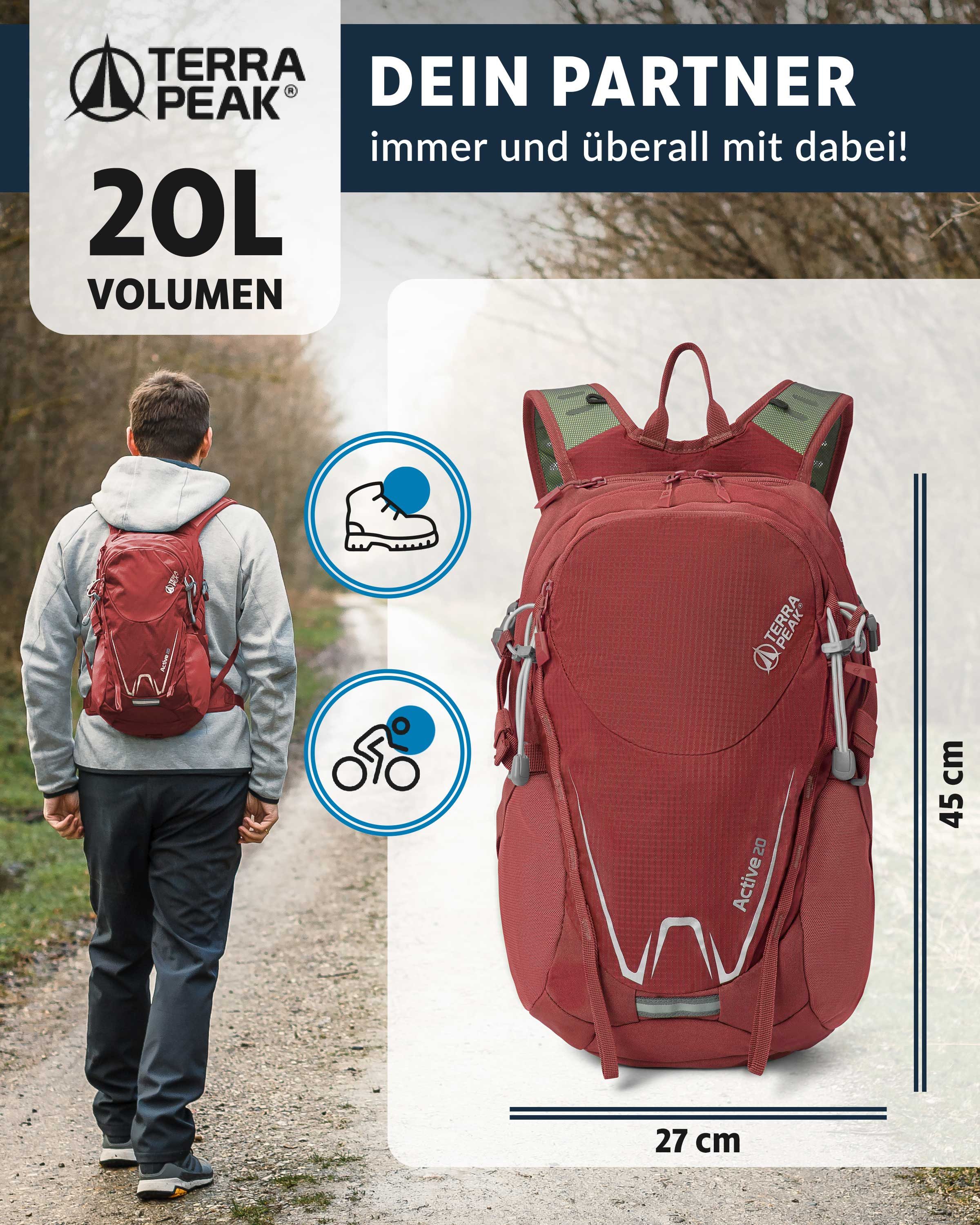 Terra Peak Sportrucksack Active 20, 20L klein mit YKK Reißverschluss Trekki günstig online kaufen