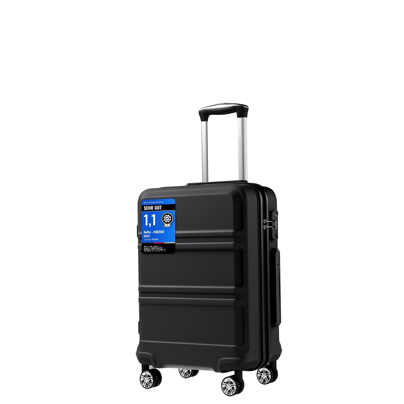 KONO Hartschalen-Trolley mit TSA-Schloss - Reisekoffer und Rollkoffer in einem
