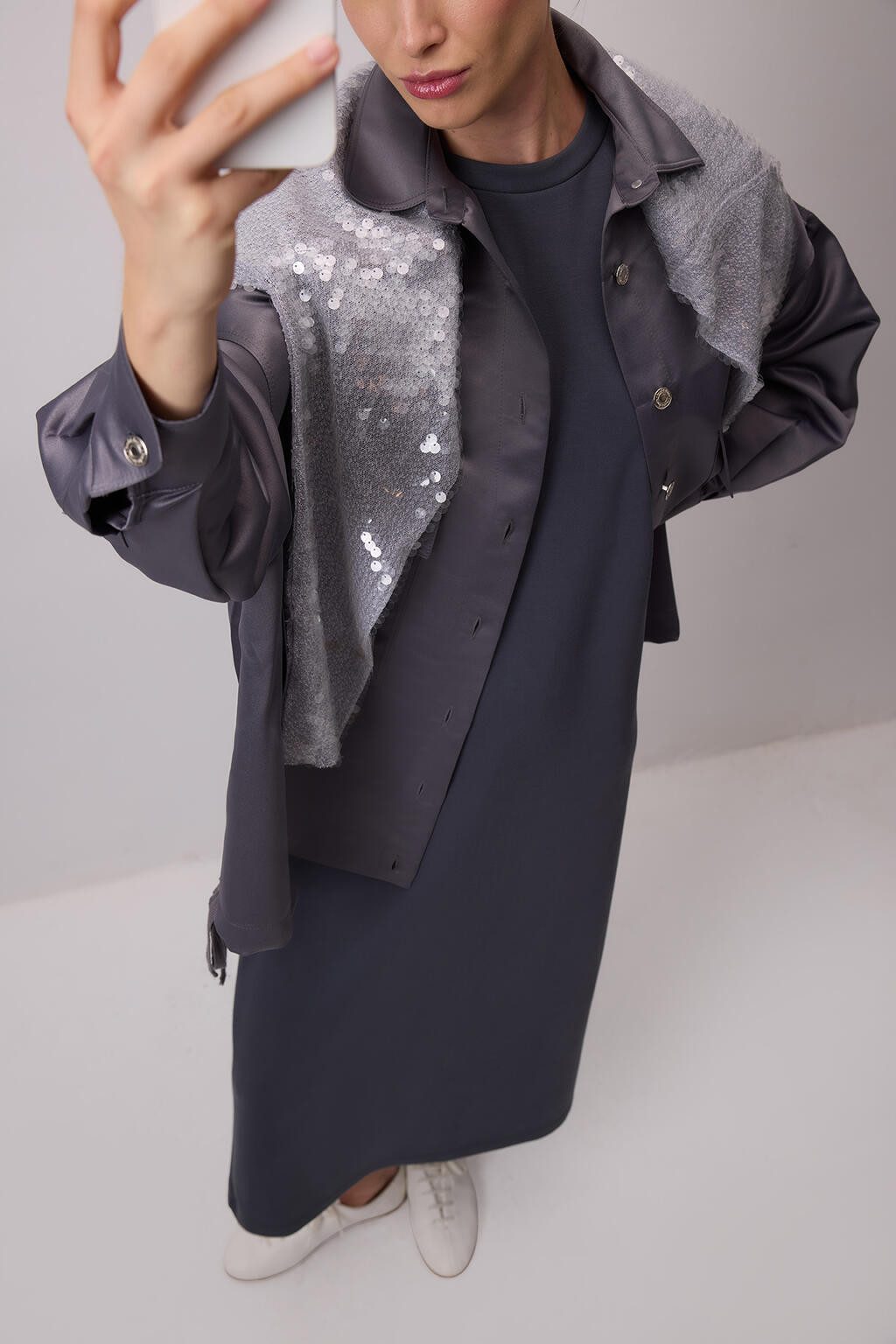 touche prive Maxikleid Gepolstertes Kleid mit Rundhalsausschnitt