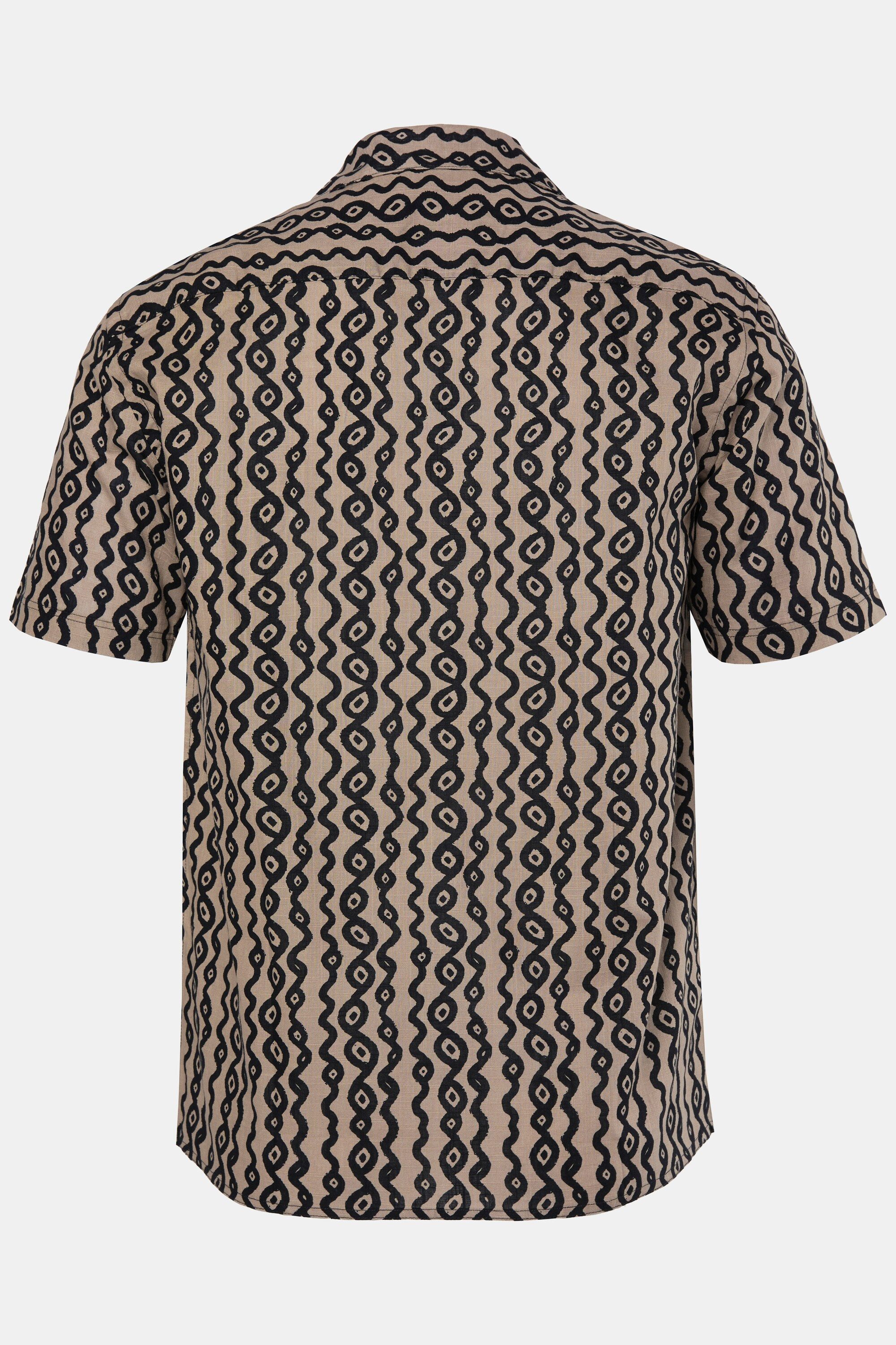 Men Plus Kurzarmhemd Leinenoptik-Hemd Halbarm Cubakragen Cuba Fit