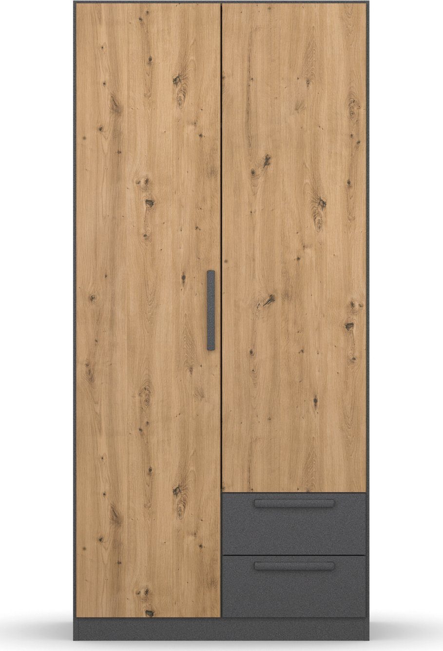 rauch Drehtürenschrank StyleUp Typ Dark & Wood mit trendigen farblich abgesetzten Griffen