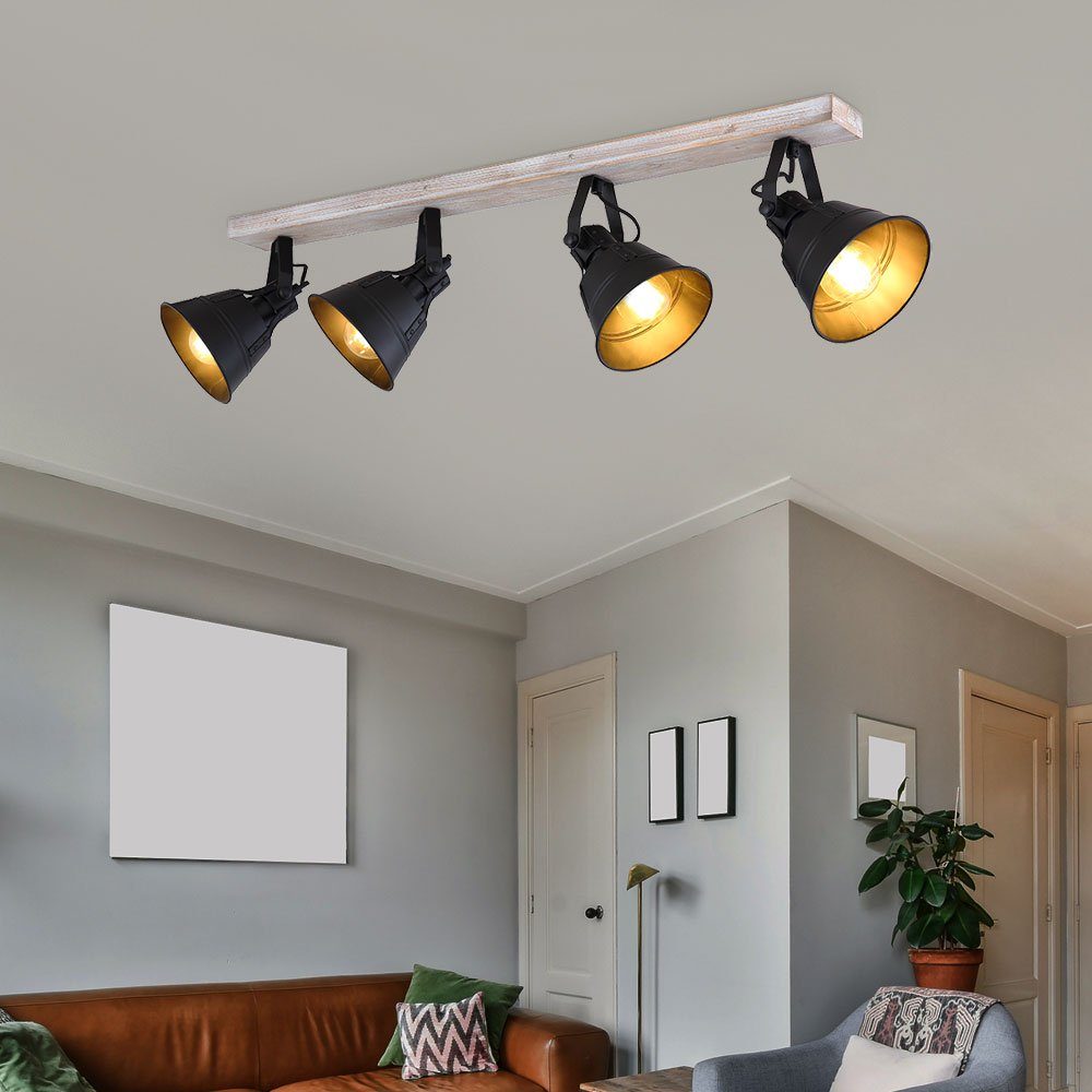 LED verstellbar inklusive, Deckenspot, 4-flammig nicht Wohnzimmerleuchte etc-shop Deckenlampe Strahler Holz Leuchtmittel