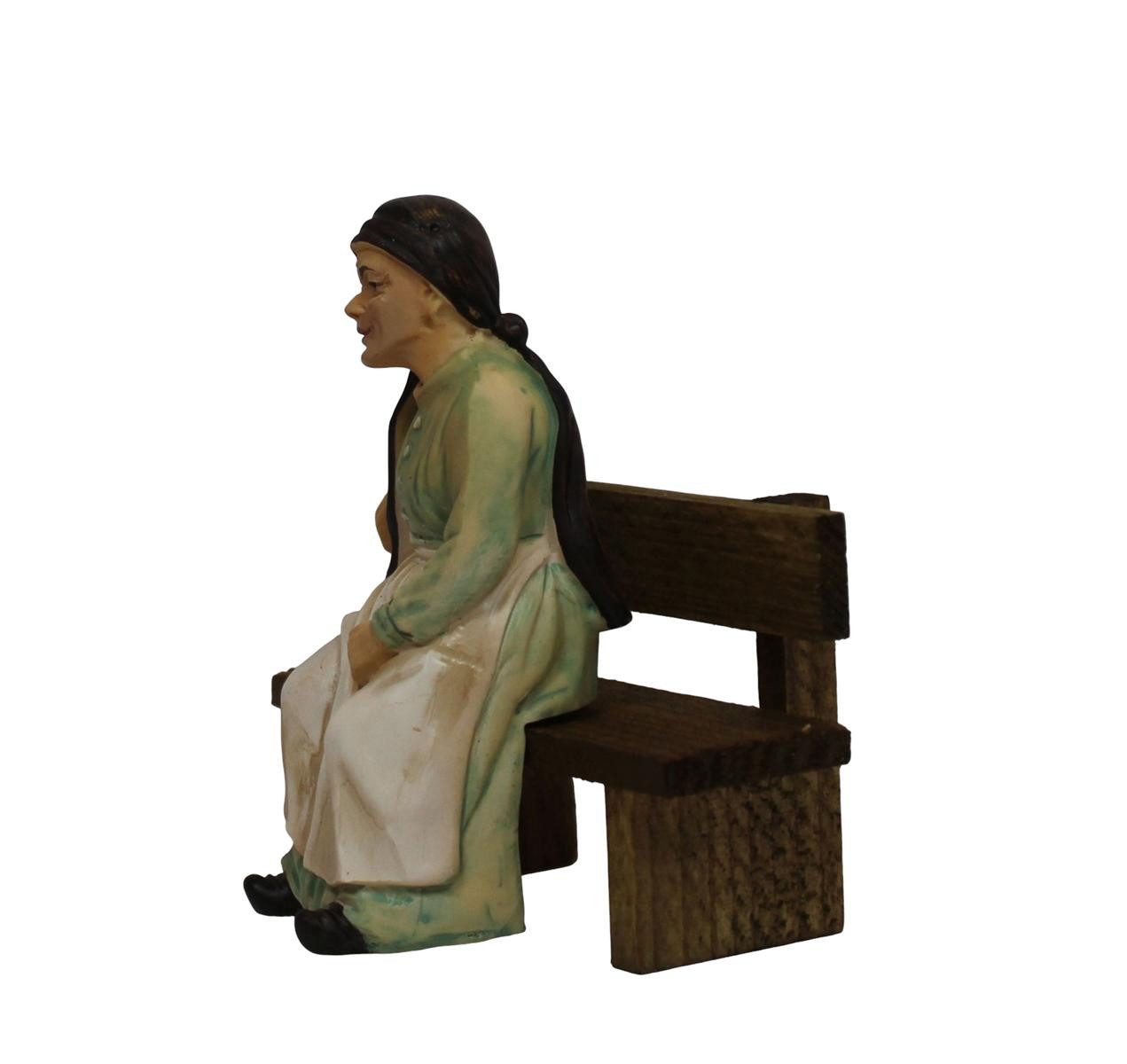 ZICOM Krippenfigur Großmutter sitzend auf Bank Polyresin handbemalt 9 cm (Set, 2-teilig)