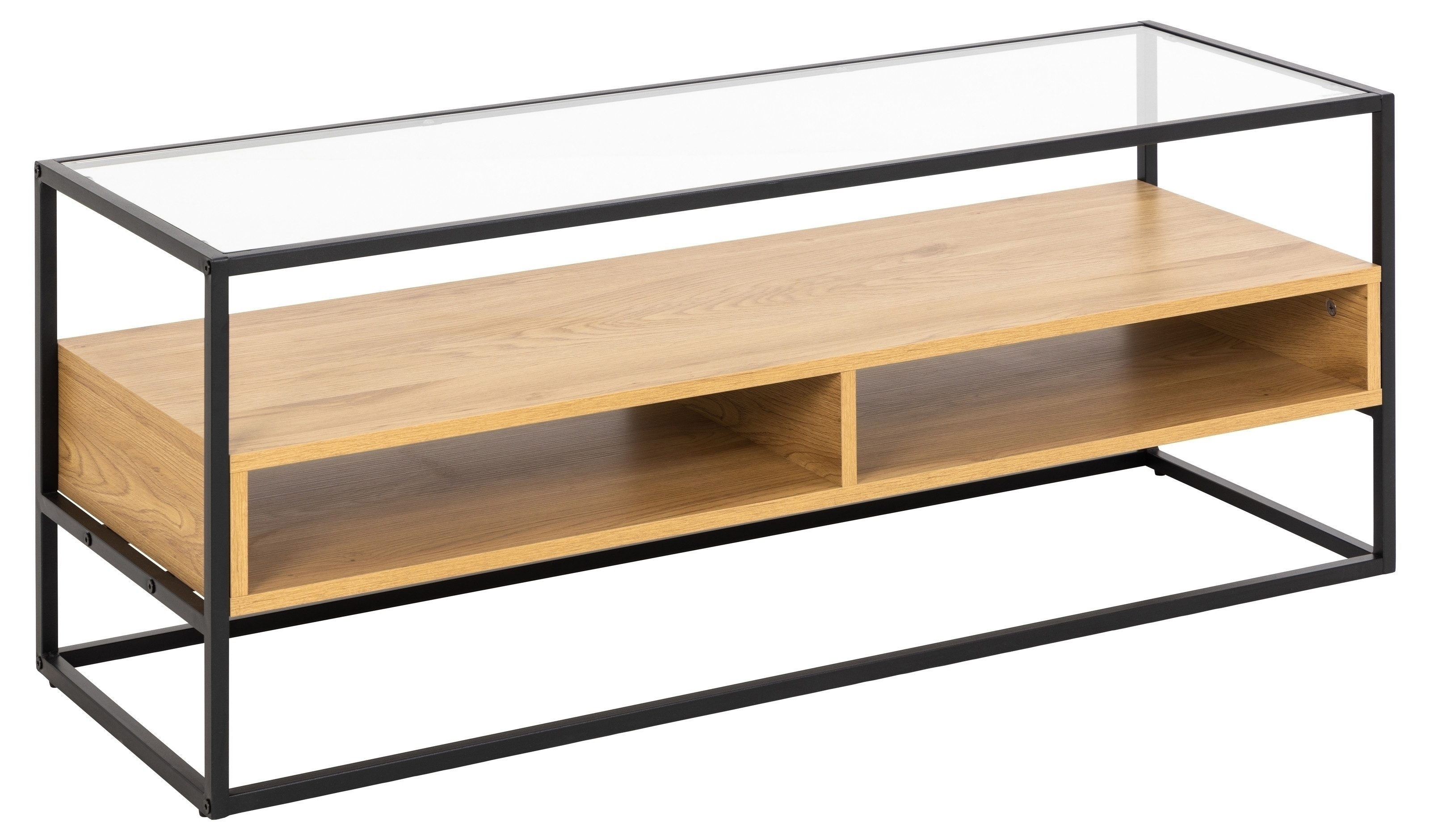 ACTONA GROUP TV-Regal in Wildeiche; schwarz, Glas, Stahl, MDF - 120x45x40cm (BxHxT)