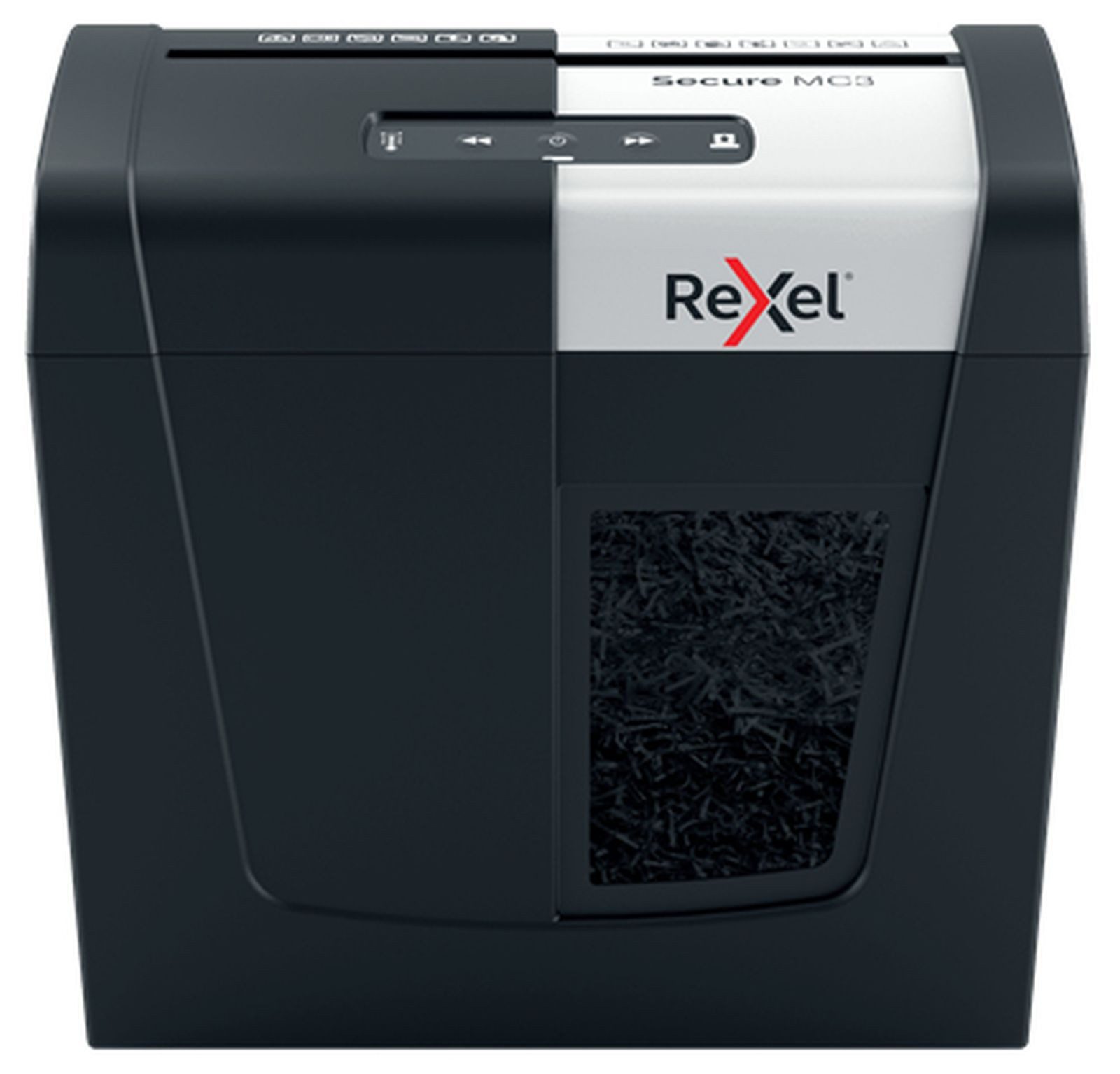 REXEL Reißwolf Secure MC3, Kreuzschreddern, 2x15 mm, 10 l, 125 Blätter, 60 dB, Tasten