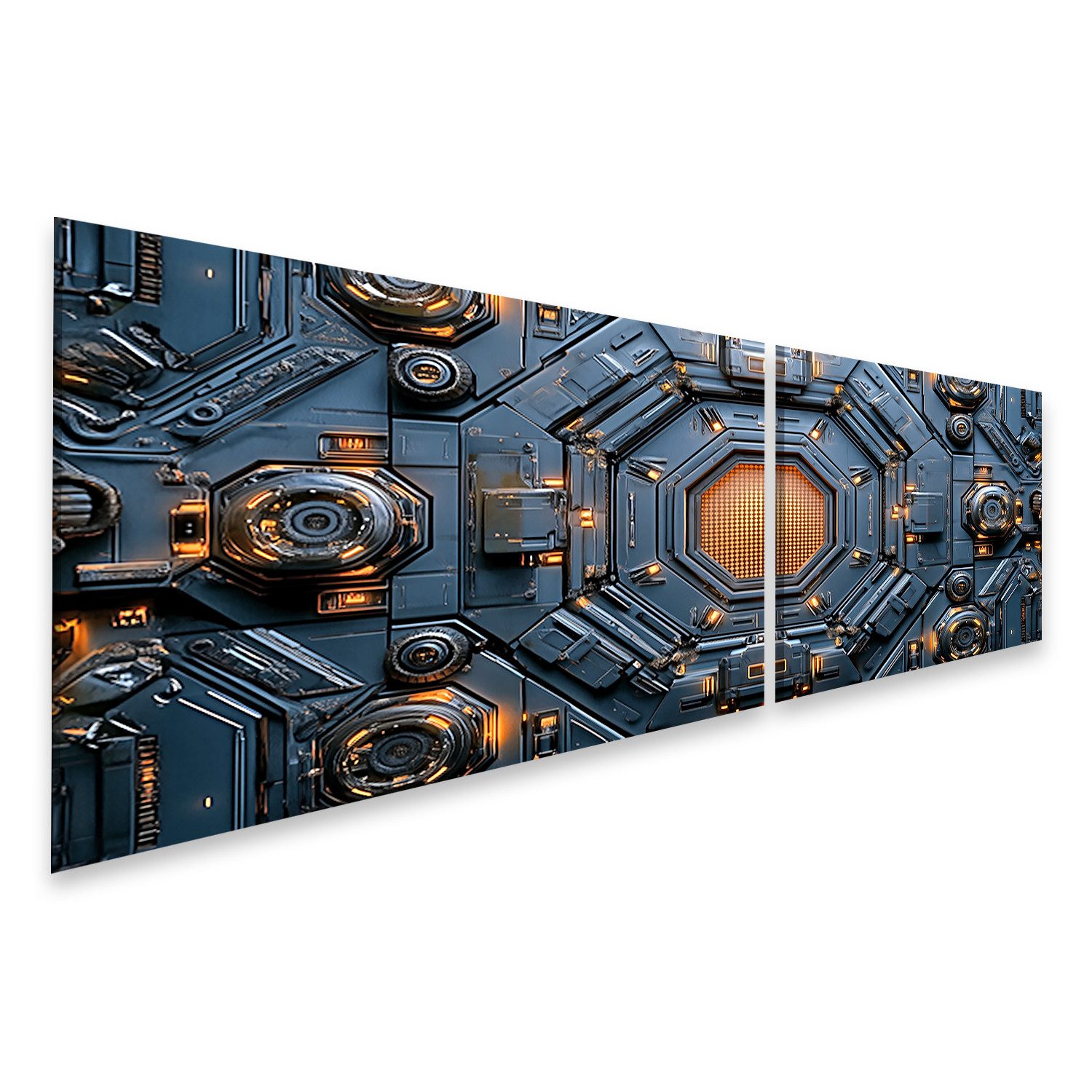 islandburner Leinwandbild Sci-Fi-Tech-Panel mit leuchtenden Details für Tech-Enthusiasten