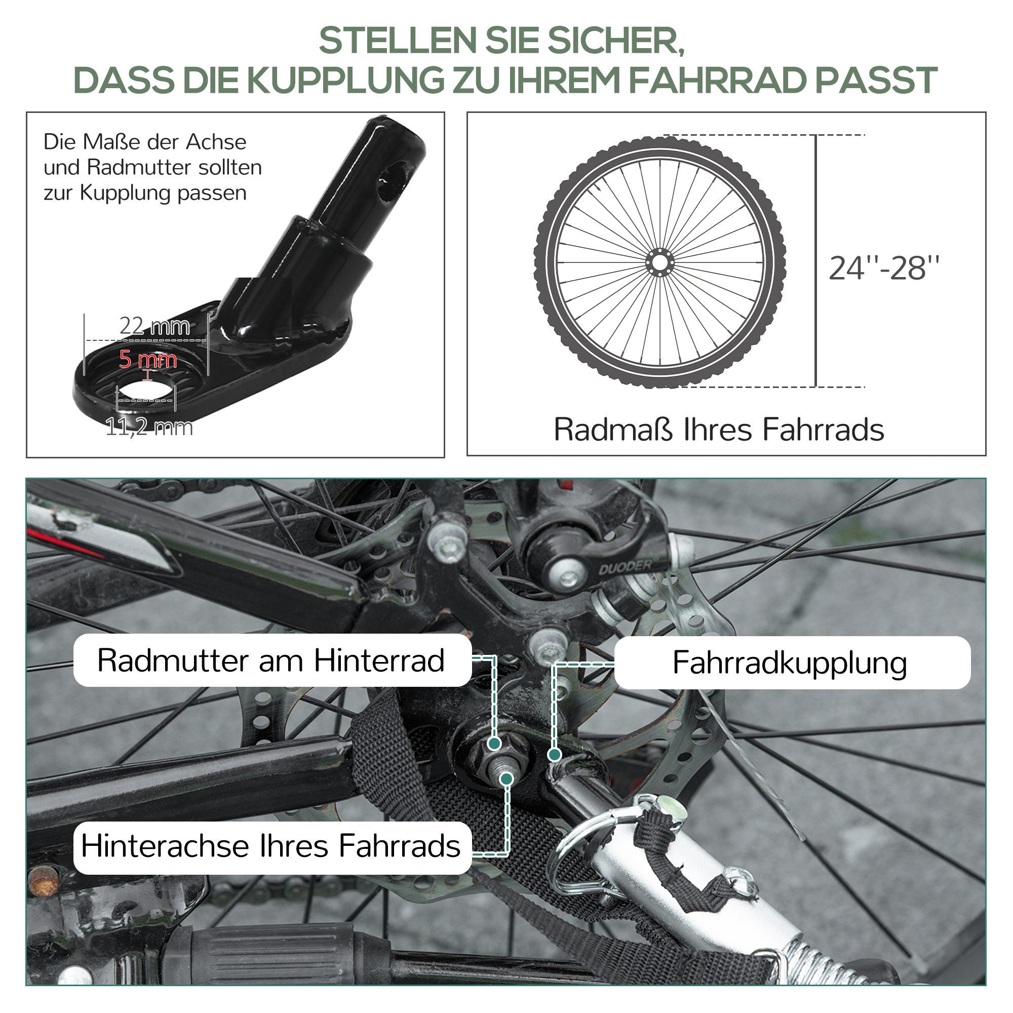 HOMCOM Bicycle Cargo Trailer, Transport Trailer for Bicycles with 20-inch Pneumatic Tires, Black+Grey, 130 x 64 x 64.103 cm