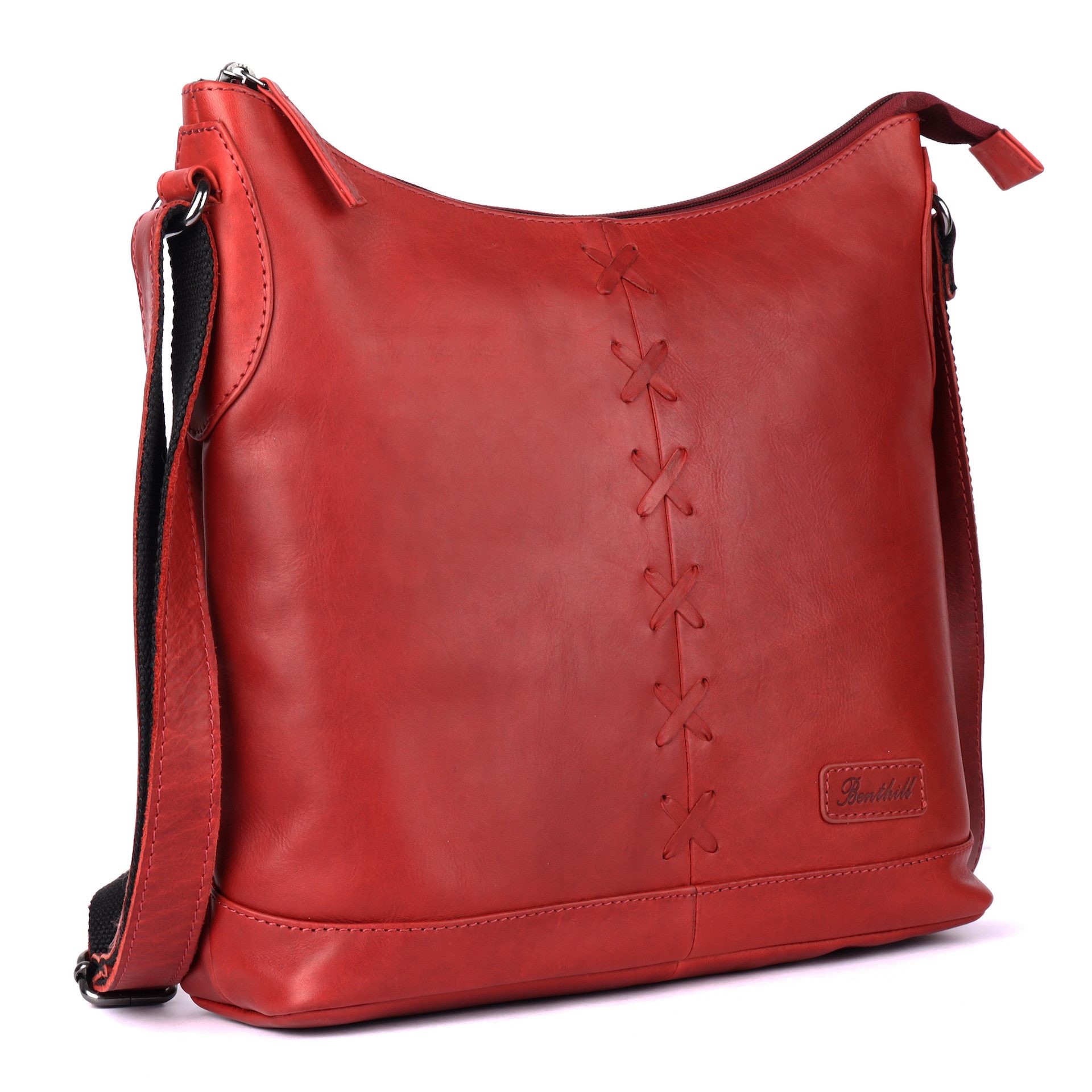 Benthill Umhängetasche Damen Echt Leder Schultertasche Bag Vintage Shopper Umhängetasche, Schultergurt / Umhängegurt Reißverschlussfach