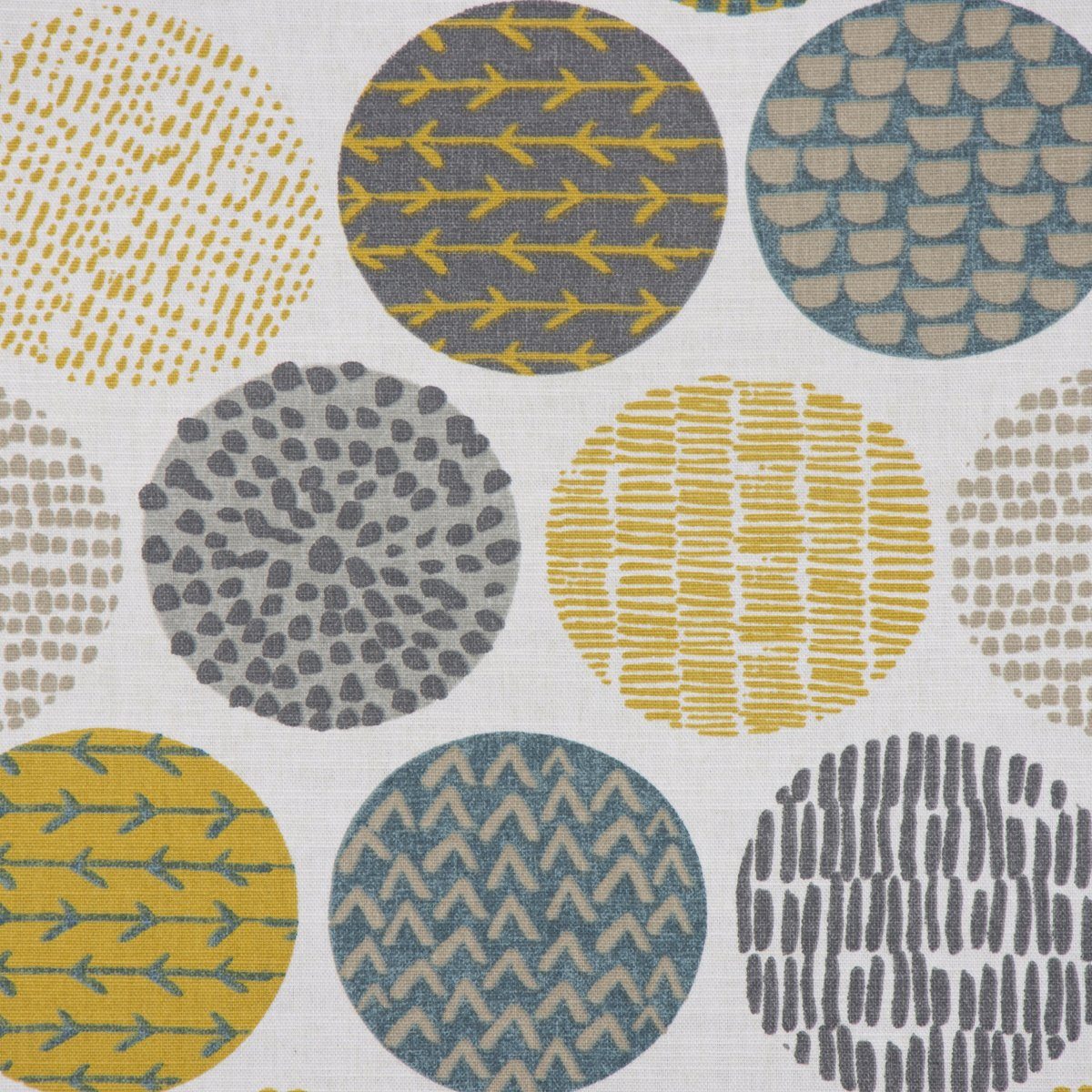 SCHÖNER LEBEN. Stoff Dekostoff Meterware Casa Saffron creme Kreise in grau braun 1,4m