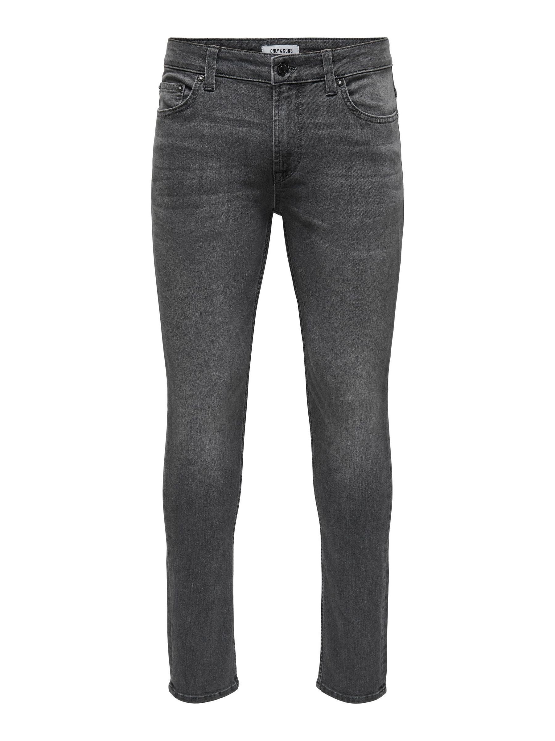 ONLY & SONS Slim-fit-Jeans Slim Fit Jeans Basic Stoned Washed Denim für Herren Baumwolle unifarben wärmend Reißverschluss Basic-Style