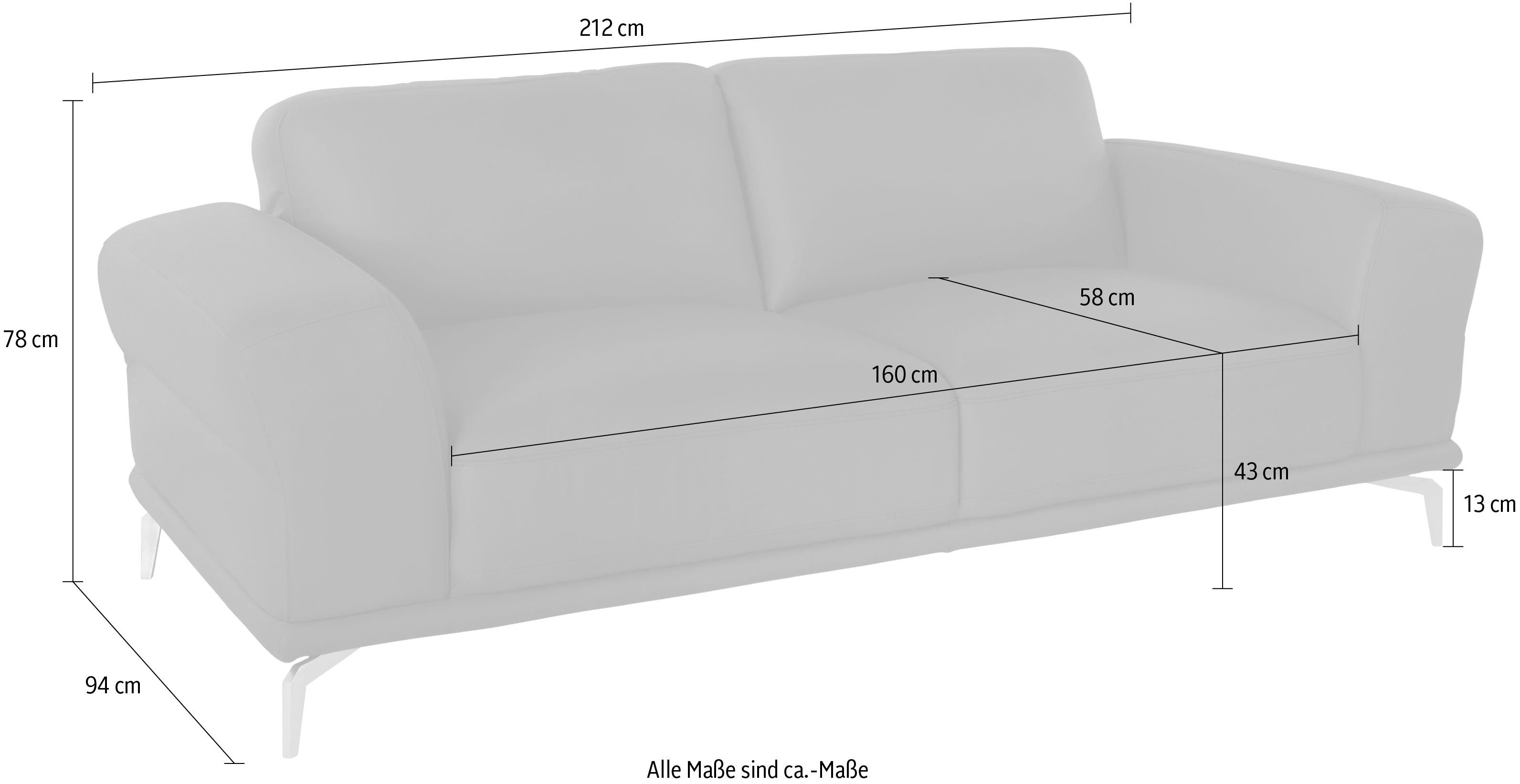 212 Metallfüßen mit cm montanaa, in W.SCHILLIG Silber Breite 2,5-Sitzer matt,