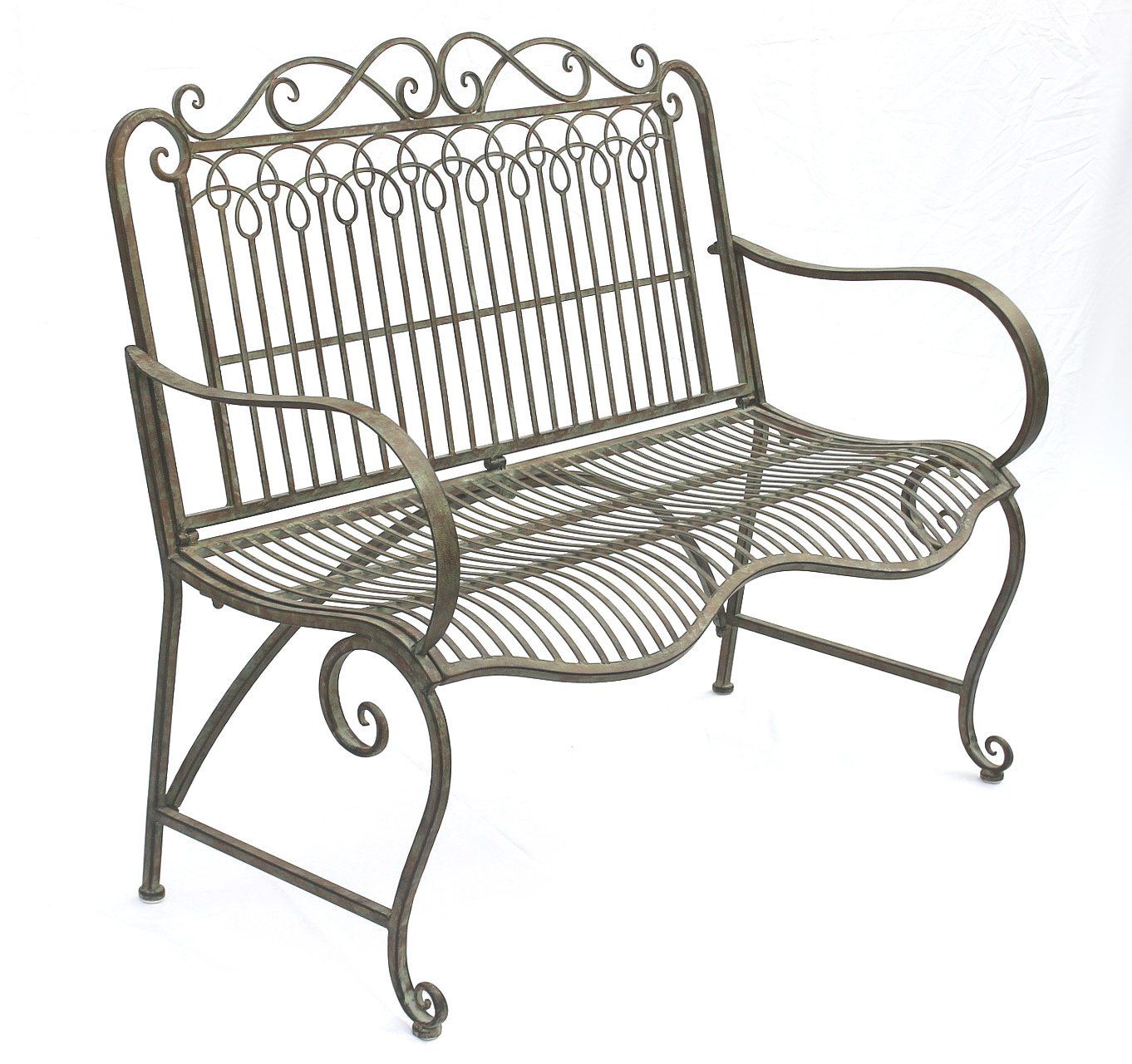 DanDiBo Gartenbank Metall Wetterfest Patina Grün 110 cm 2 Sitzer Sitzbank