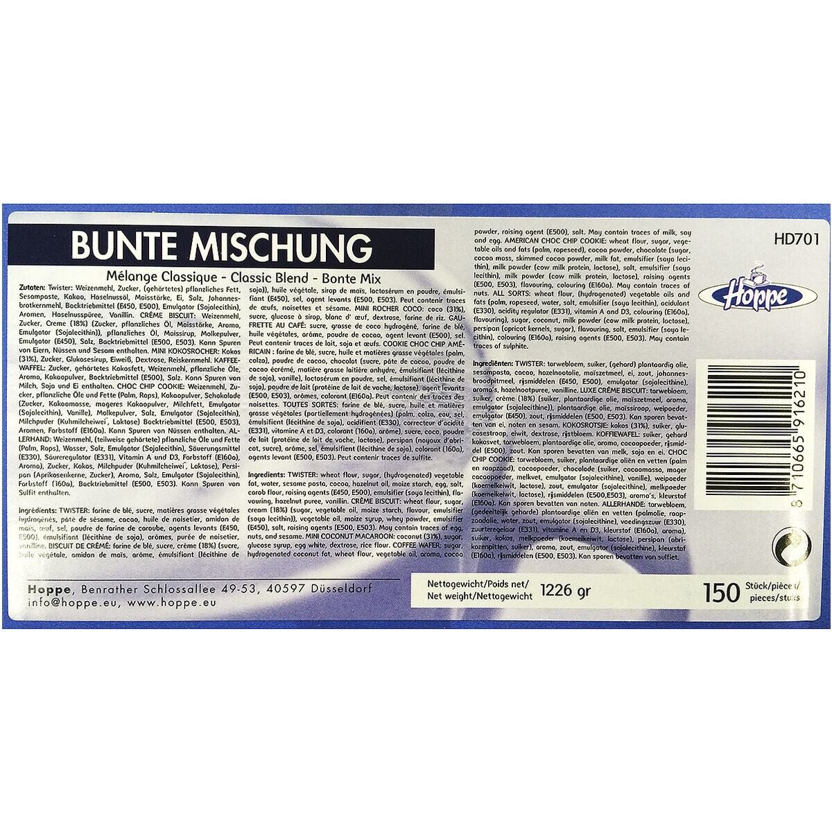 HOPPE Kekse Bunte Mischung, 150 Stück