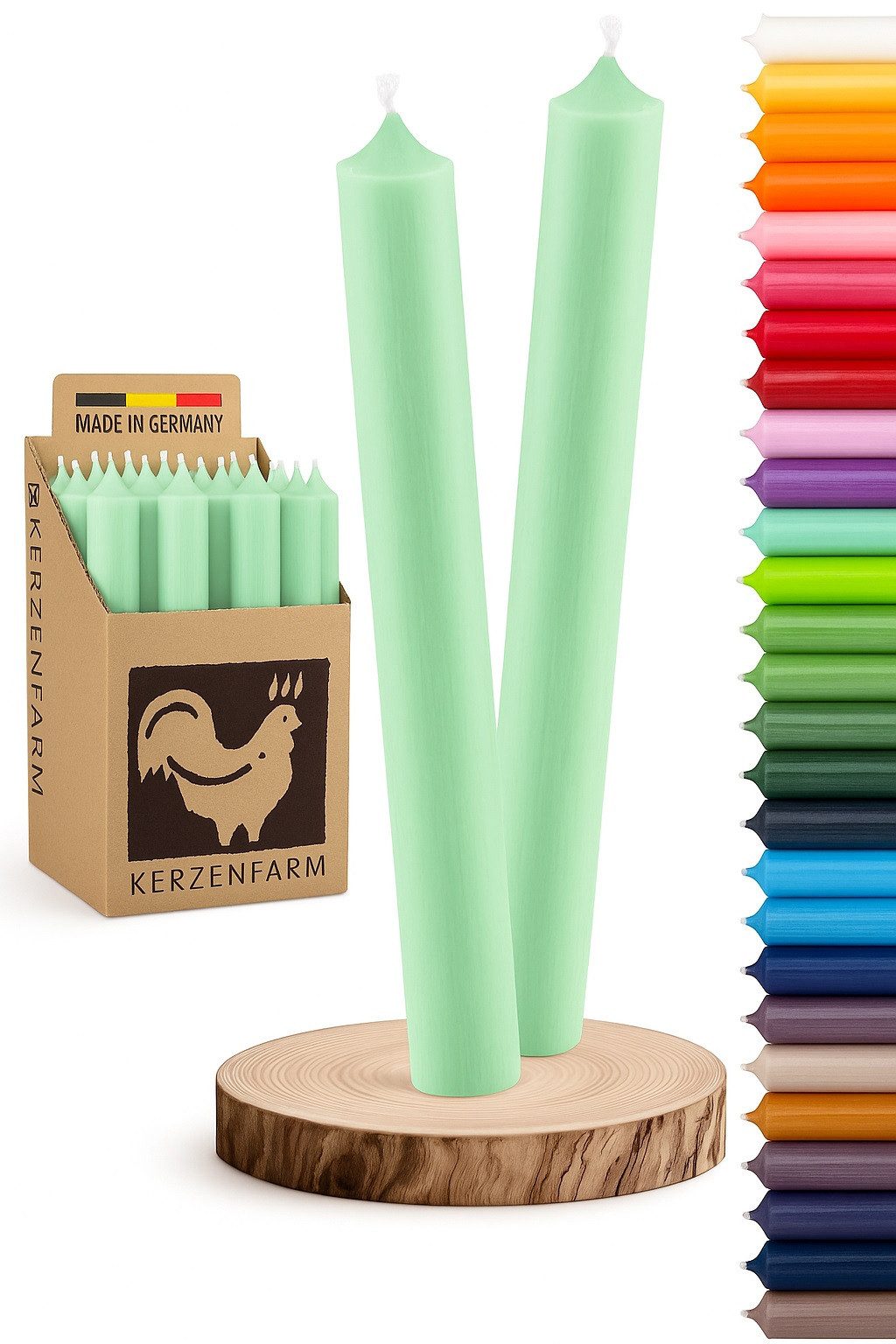 Hahn Kerzenfarm Spitzkerze Otto Kerzen-Set 10 Stück Stabkerzen mint