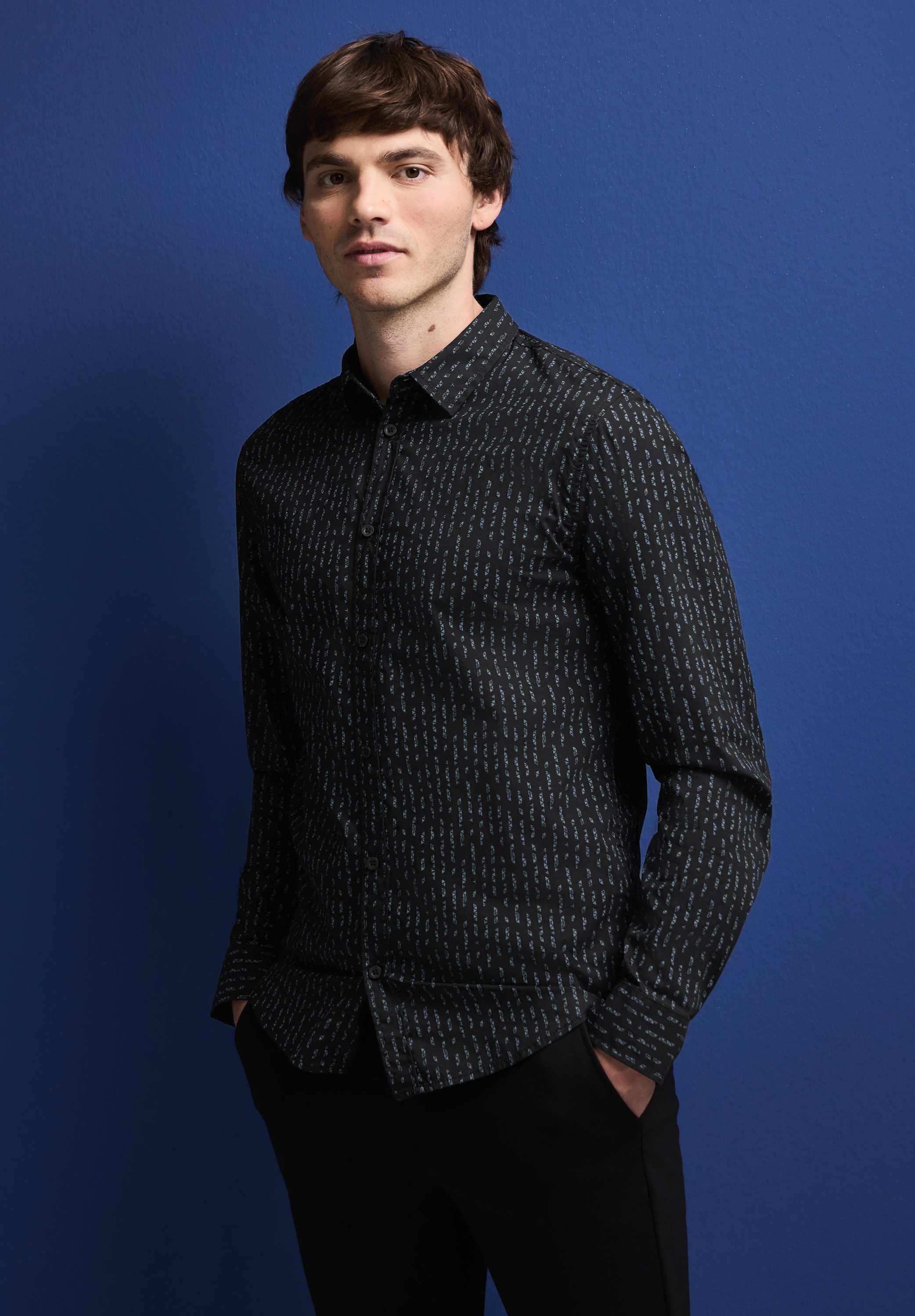 STREET ONE MEN Langarmhemd mit grafischem Muster