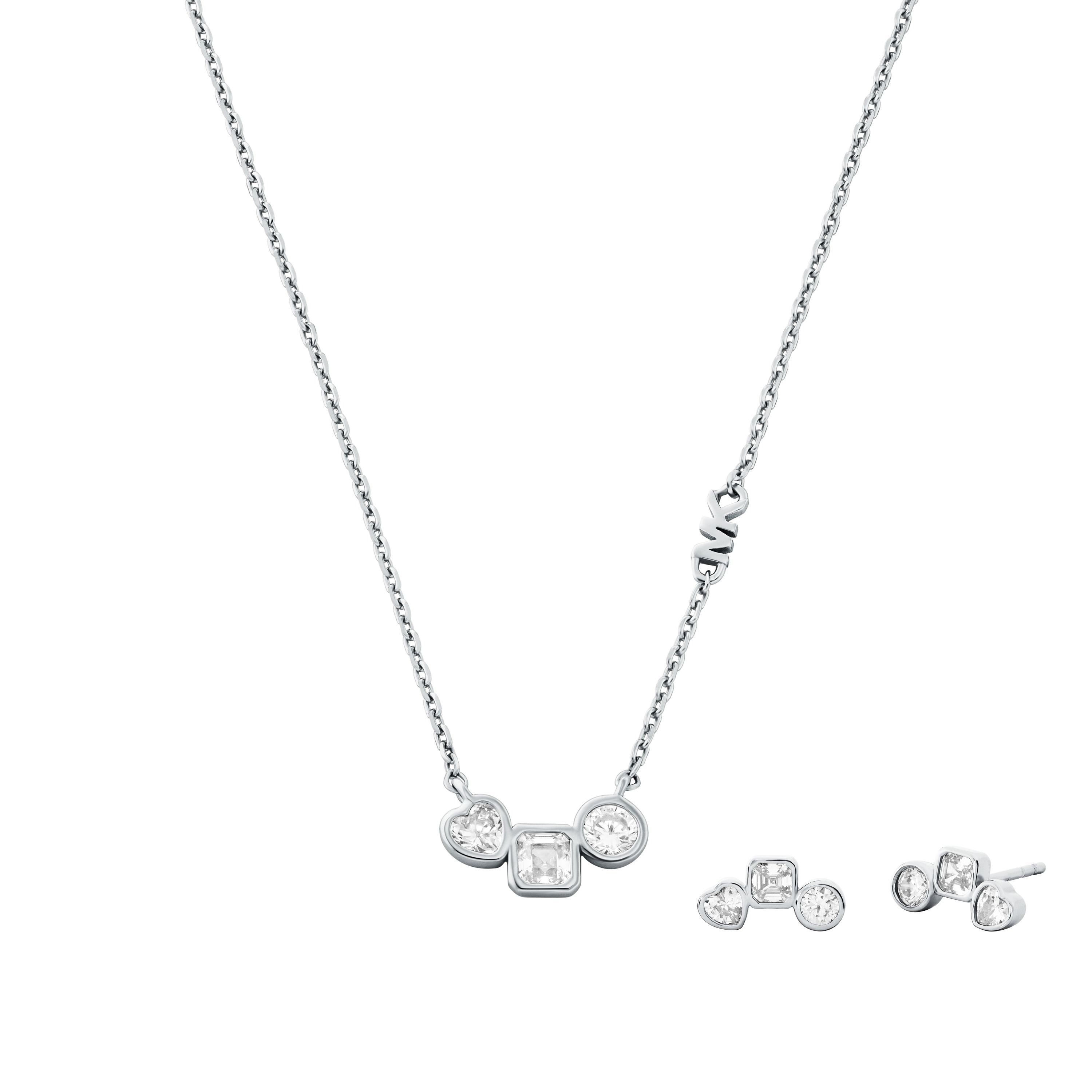 MICHAEL KORS Ohrring und Ketten Set Schmuckset Multipack Schmuck Edelstahl PREMIUM, MKC1766SET MKC1767SET (Set, 3-tlg), mit Zirkonia (synth)