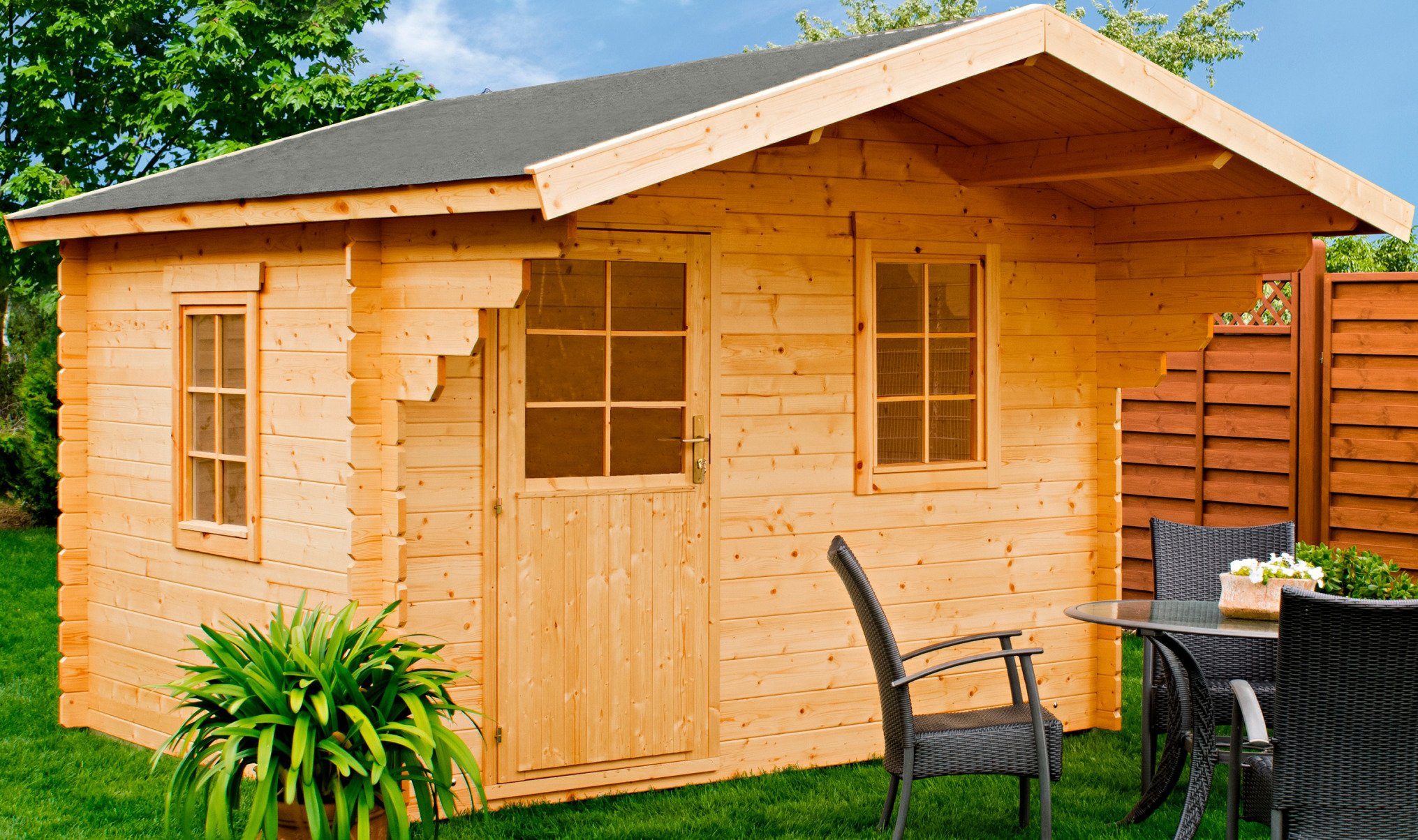 KiehnHolz Gartenhaus »Burgberg 2«, BxT 350x449 cm, inkl. Aufbau