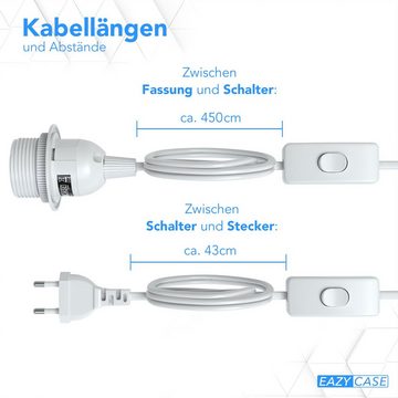 EAZY CASE Lampenfassung 3x E27 Lampensockel mit Schalter und Kabel 3,5m, (Spar-Set, 3-St), E27 Fassung für Lampenschirm DIY Lampe zum Aufhängen Stromkabel Weiß
