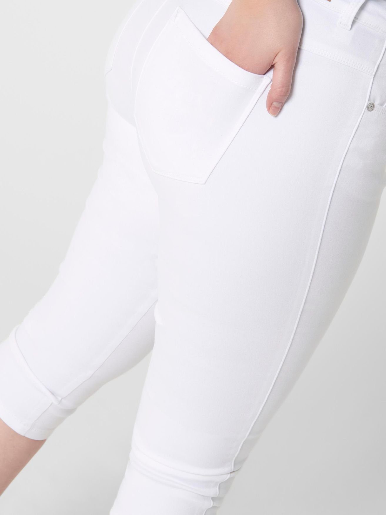 ONLY CARMAKOMA Caprihose Capri Jeans 4899 in Stretch Weiß CARAUGUSTA Hose Denim Shorts 3/4