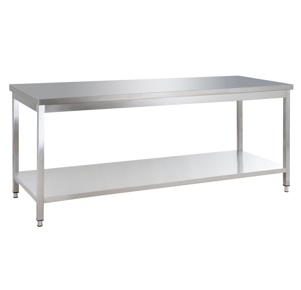 GastroHero Arbeitstisch Arbeitstisch Edelstahl Küche 200x60 cm mit Grundboden Gastro