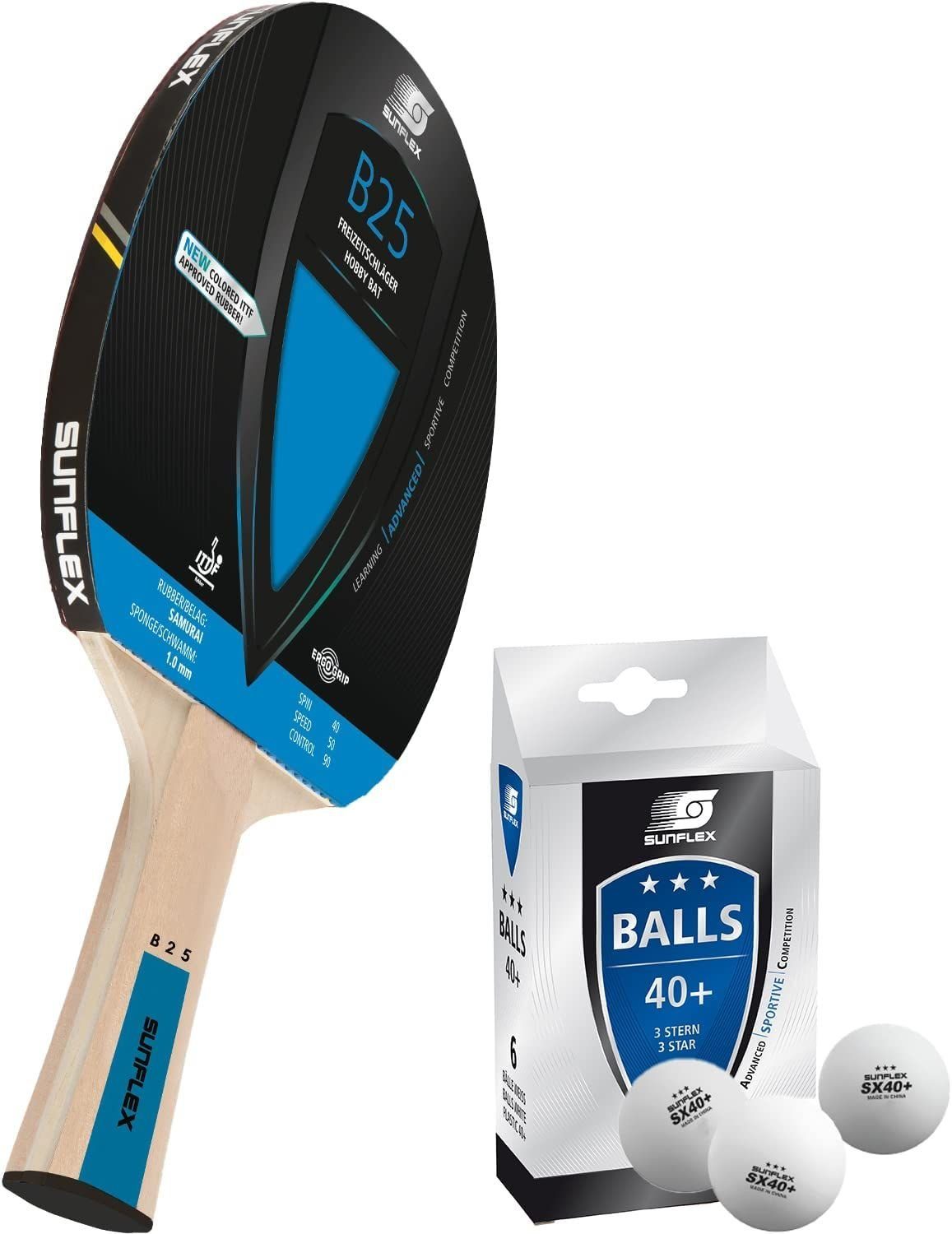 Tischtennisschläger B25 Tischtennisschläger + 3*** Tischtennisbälle