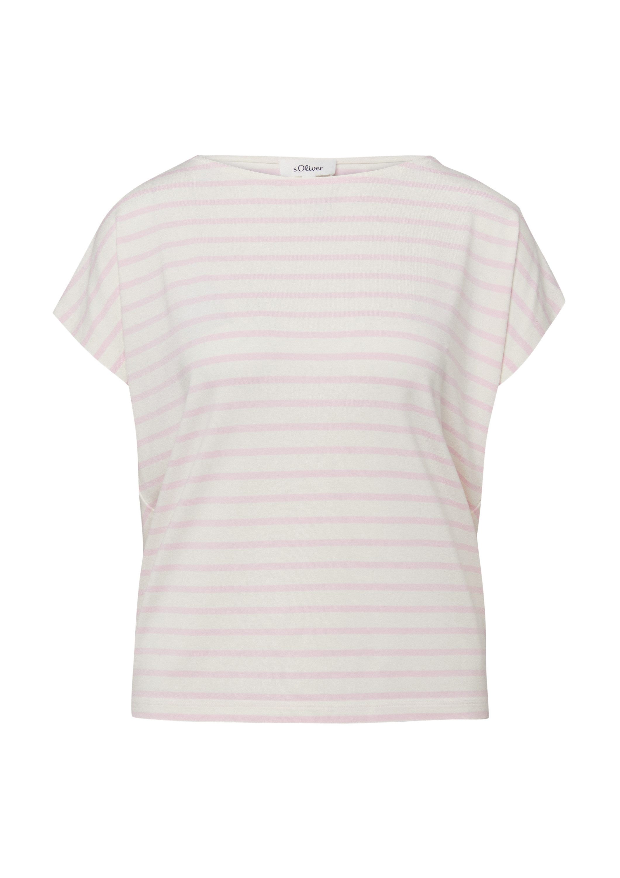 s.Oliver Kurzarmshirt T-Shirt Fließendes Jersey-Shirt mit überschnittenen Schultern