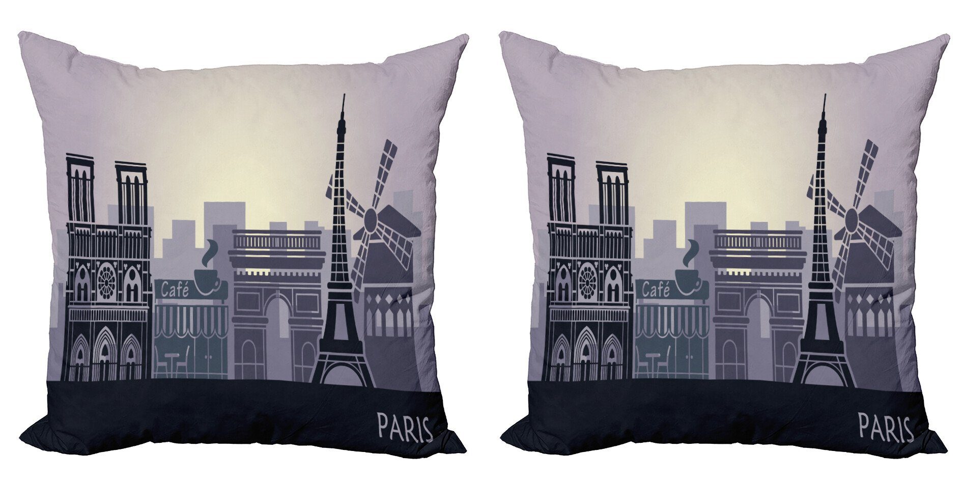 Kissenbezüge Modern Accent Doppelseitiger Digitaldruck, Abakuhaus (2 Stück), Notre Dame De Paris Französisch-Gebäude