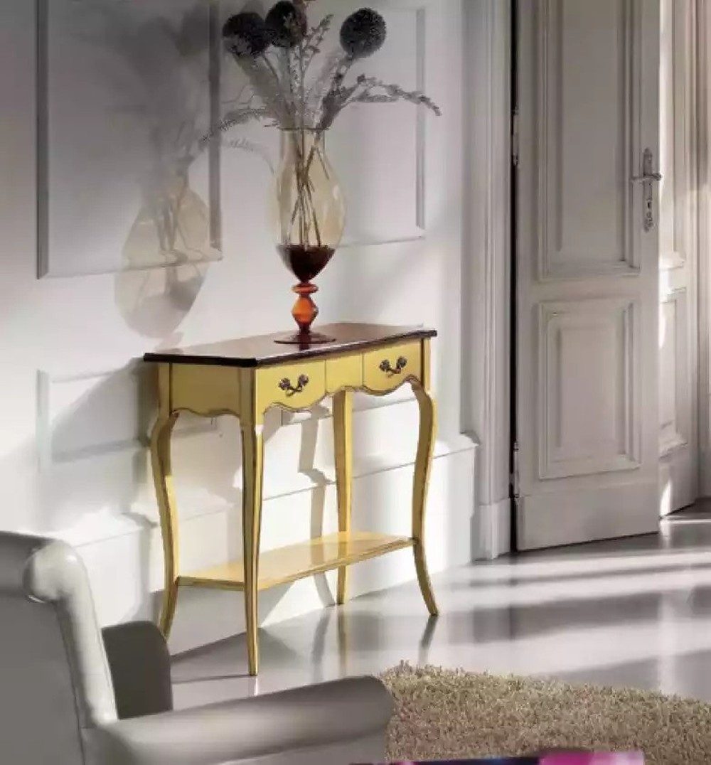 JVmoebel Schminktisch Eleganter Schminktisch aus Holz in Gelb mit Schubladen (1-St., 1x nur Konsole), Made in Europa