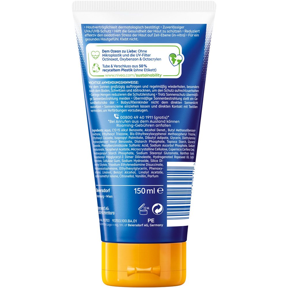 Nivea Sun Sonnenschutzlotion SUN Schutz & Pflege Invisible Lotion LSF 50+ 150ml, 1-tlg.