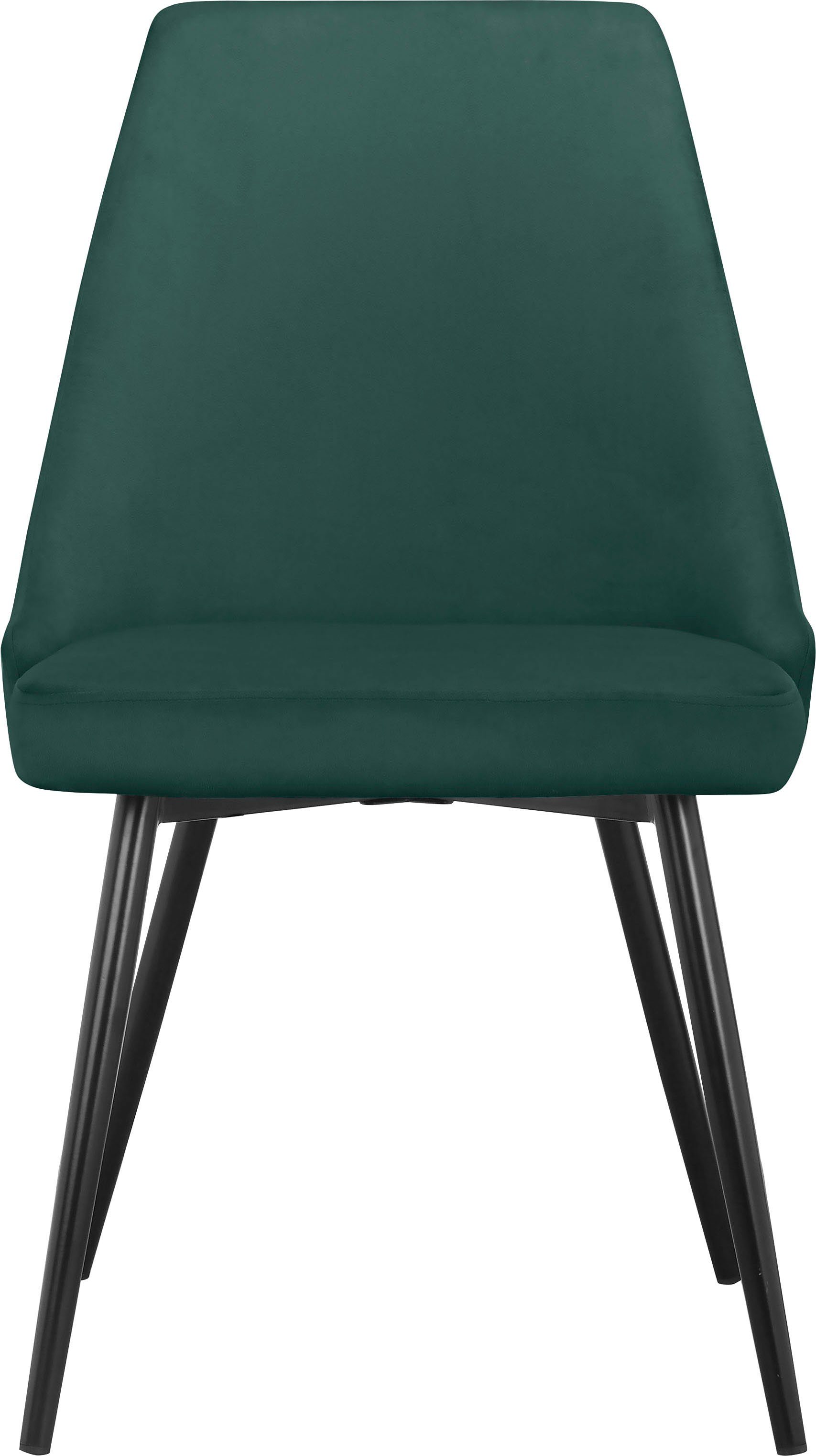 Esszimmerstuhl dunkelgrün 2 Metallbeinen eleganter INOSIGN St), Stuhl Rücken und und dunkelgrün schwarzen mit Sitzpolster (Set, Malio |