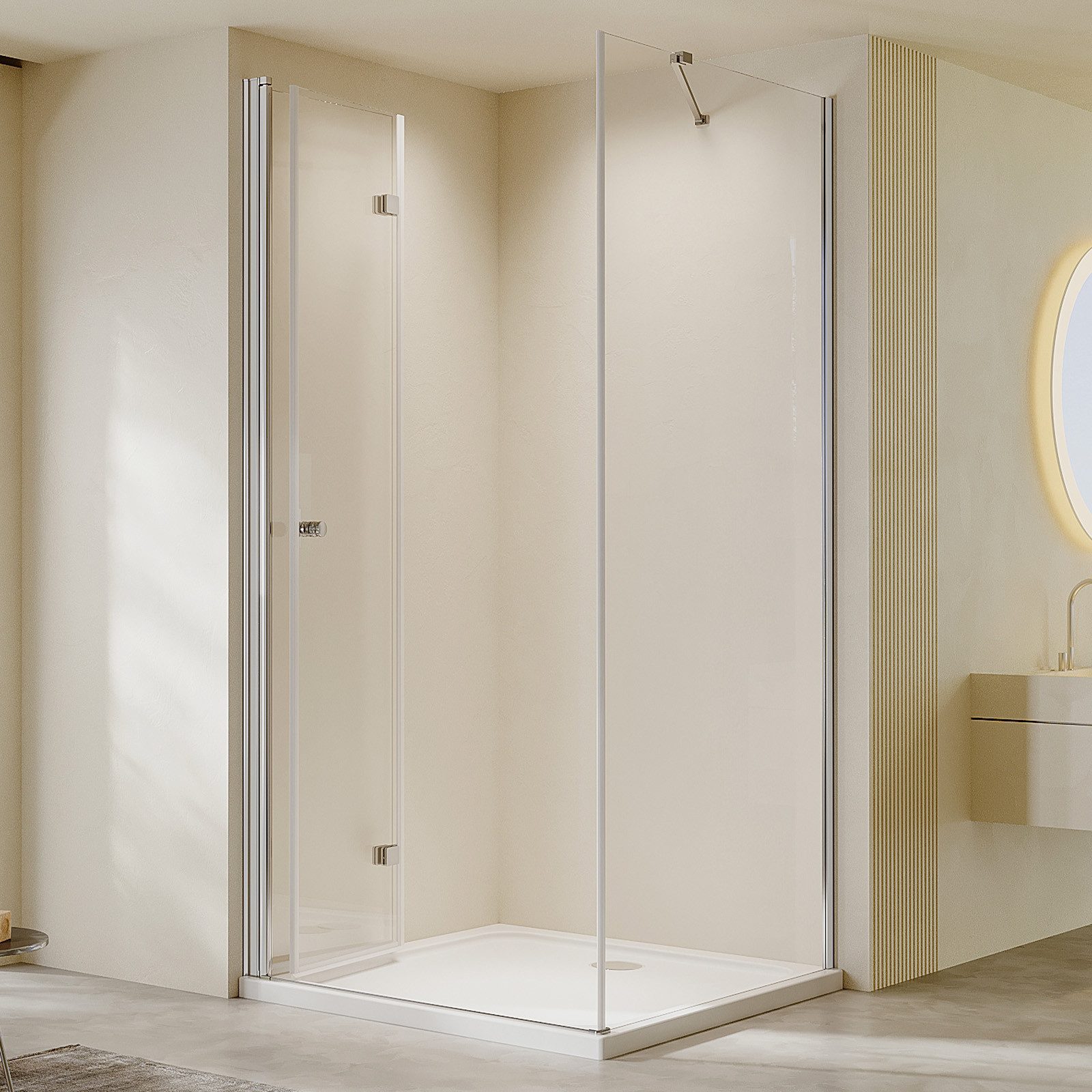 AmuseVera Eckdusche Duschkabine Duschtür Falttür mit Seitenwand Großer Öffn günstig online kaufen