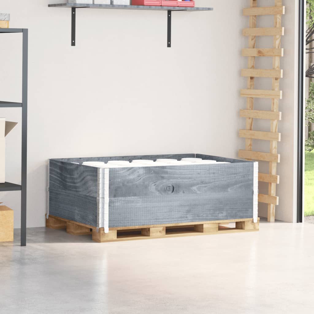 vidaXL Hochbeet, Paletten-Aufsatzrahmen 2 Stk. Grau 120x80 cm Massivholz Kiefer