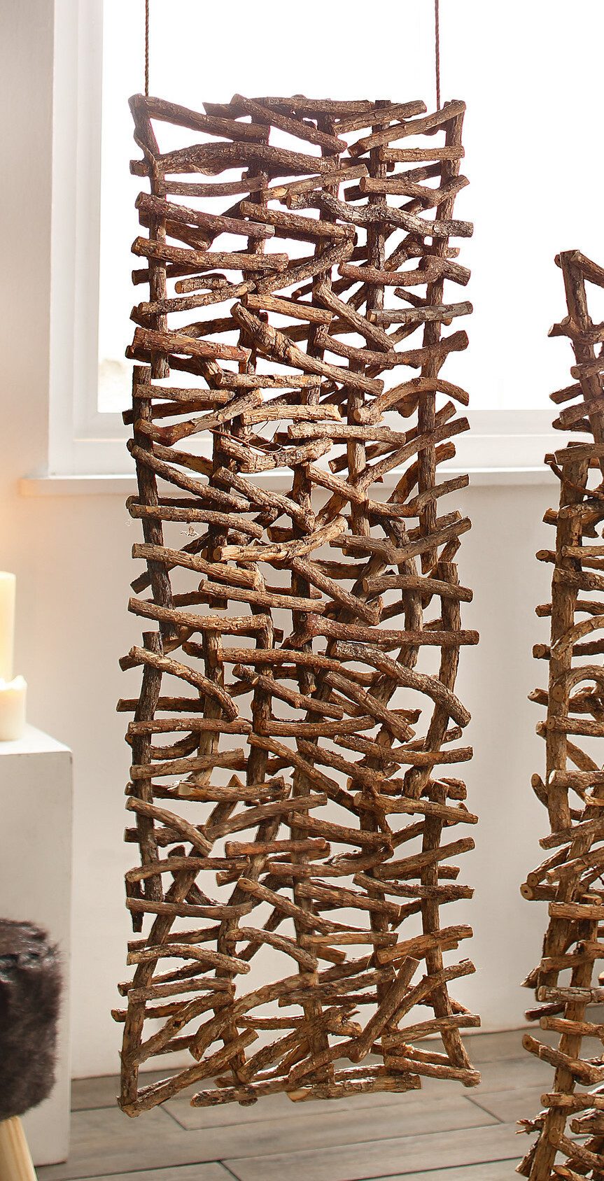 Dekoleidenschaft Dekoobjekt "Rustikal" aus Rattan & Holz, 40x108 cm, Raumte günstig online kaufen