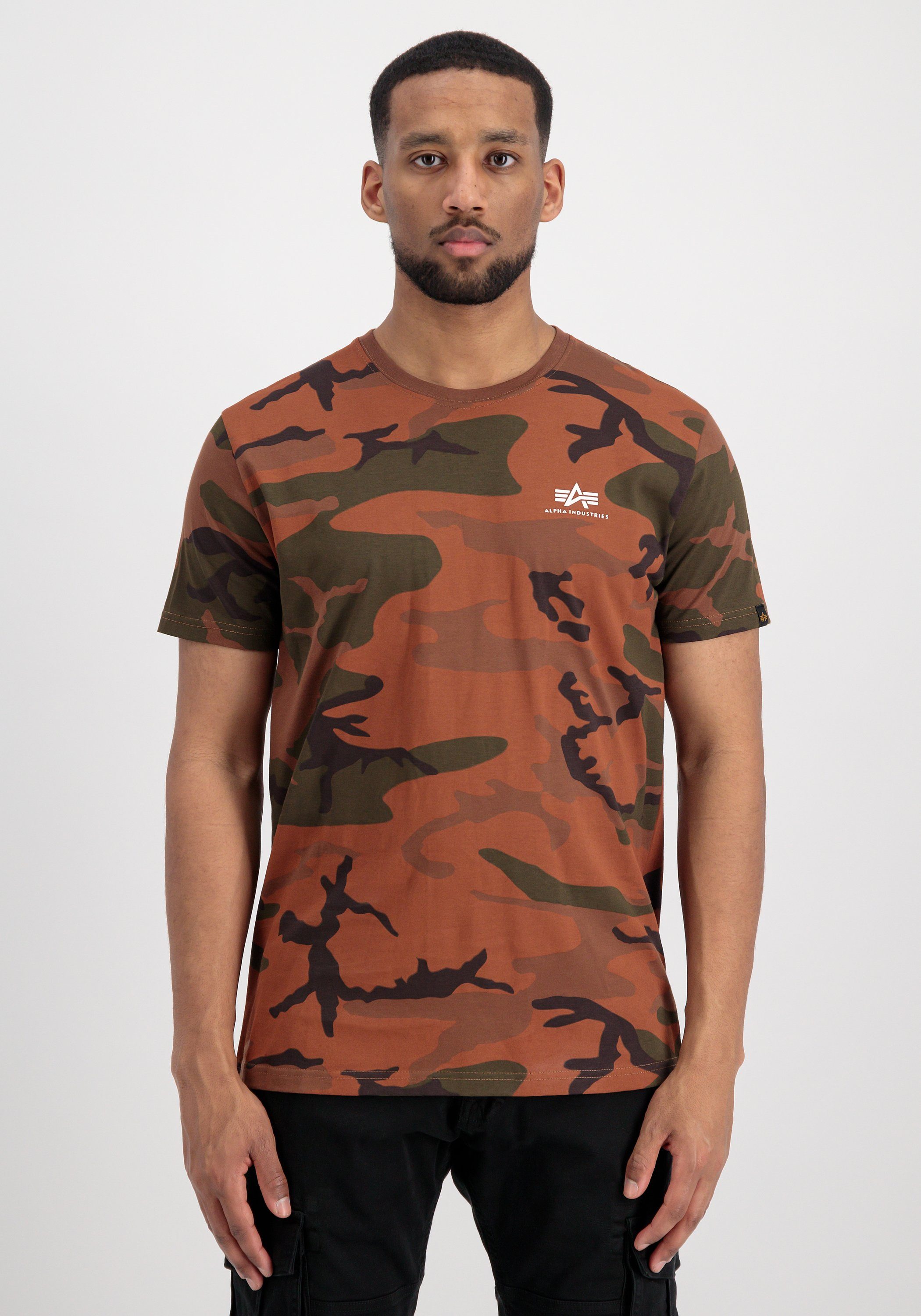 Alpha Industries T-Shirt Alpha Industries Men - T-Shirts Basic T Small Logo Camo burned camo