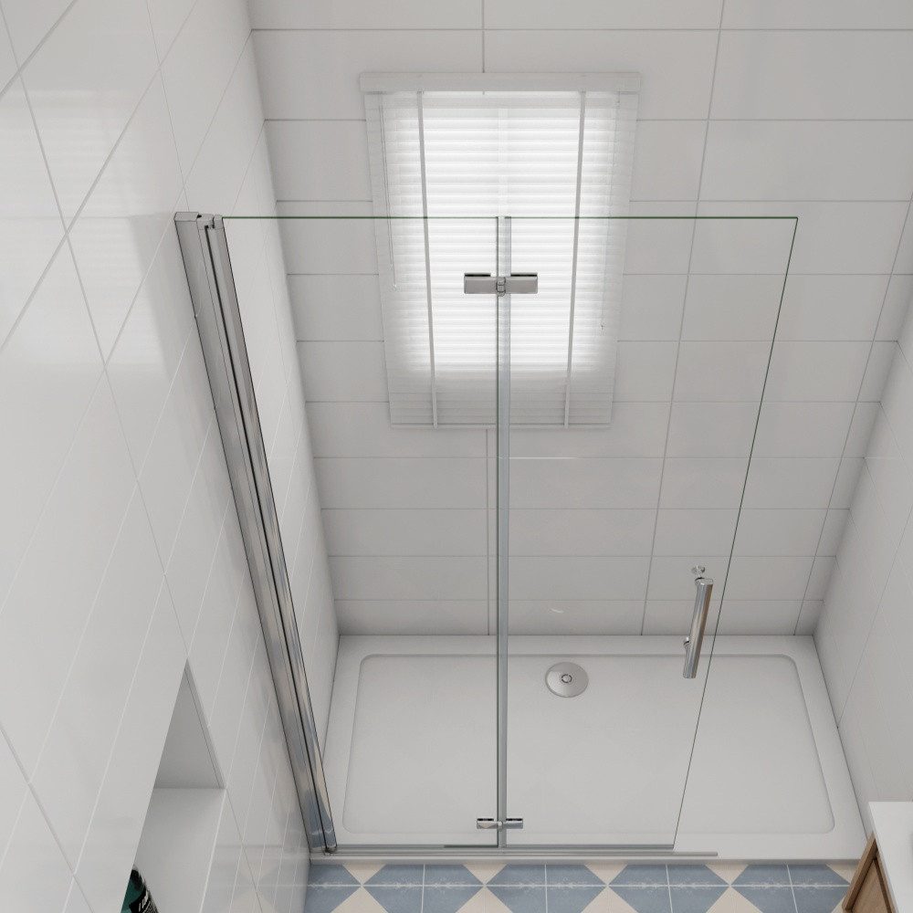 Duschparadies Dusch-Falttür 195cm Walkin Scharniertür Falttür Duschabtrennung Duschtür, 110x195 cm, Easyclean Sicherheitsglas, beidseitig montierbar – Bild 5 von 5