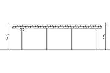Skanholz Einzelcarport Wendland, BxT: 362x870 cm, 206 cm Einfahrtshöhe